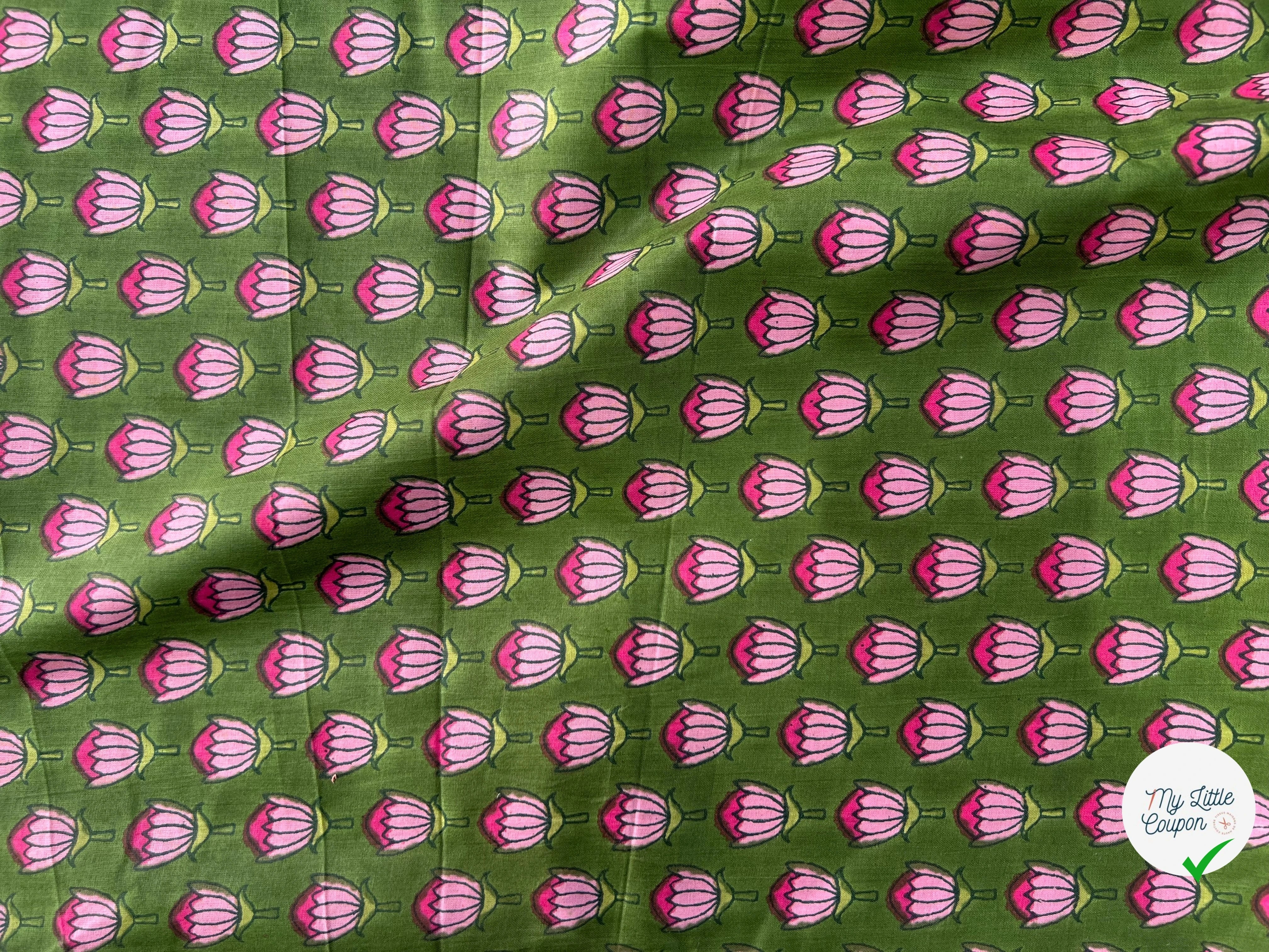 COTON INDIEN TAJ-MAHAL 013 VERT LAIZE 110 - My Little Coupon