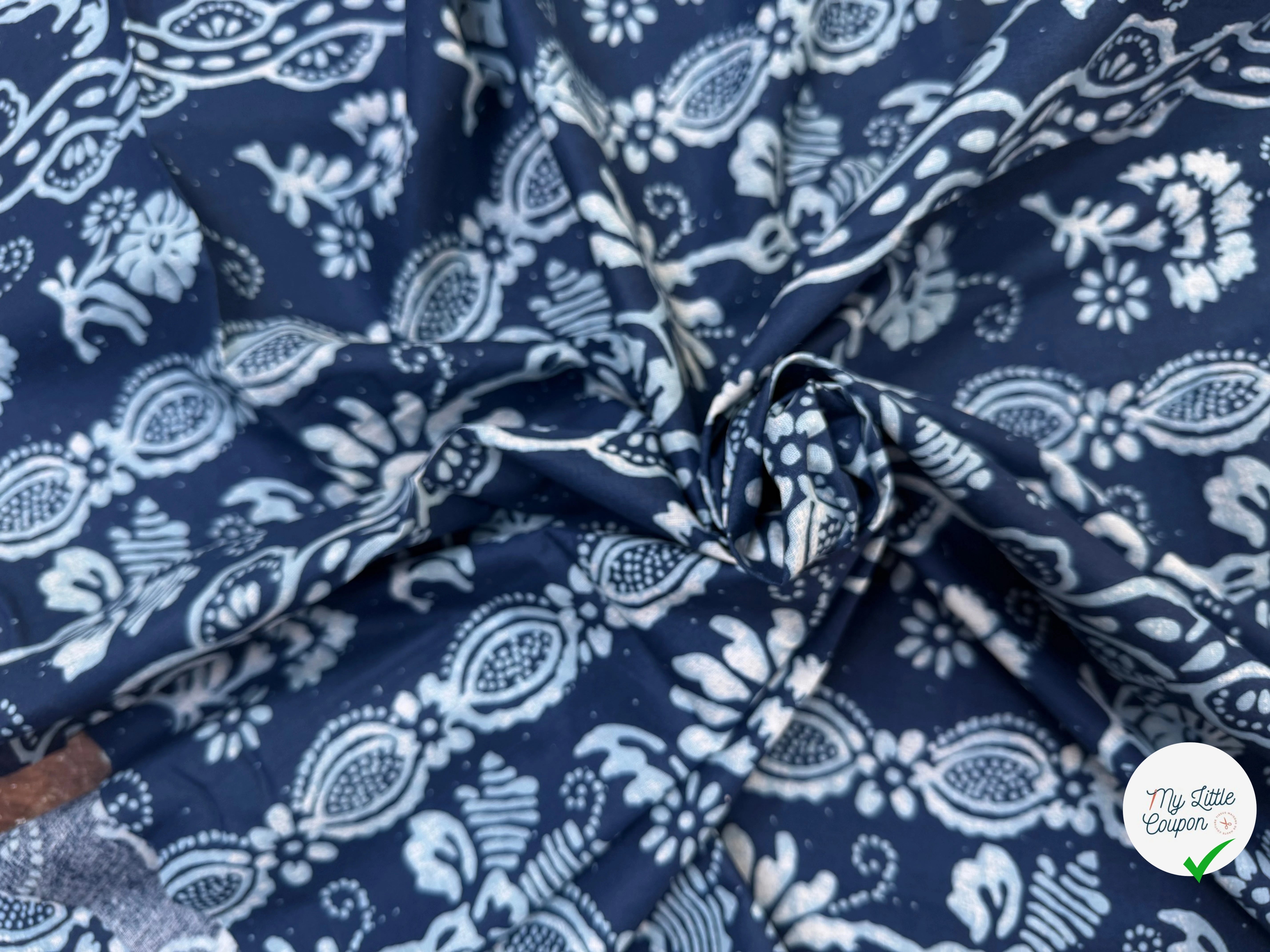 COTON INDIEN TAJ-MAHAL 015 INDIGO LAIZE 110 - My Little Coupon