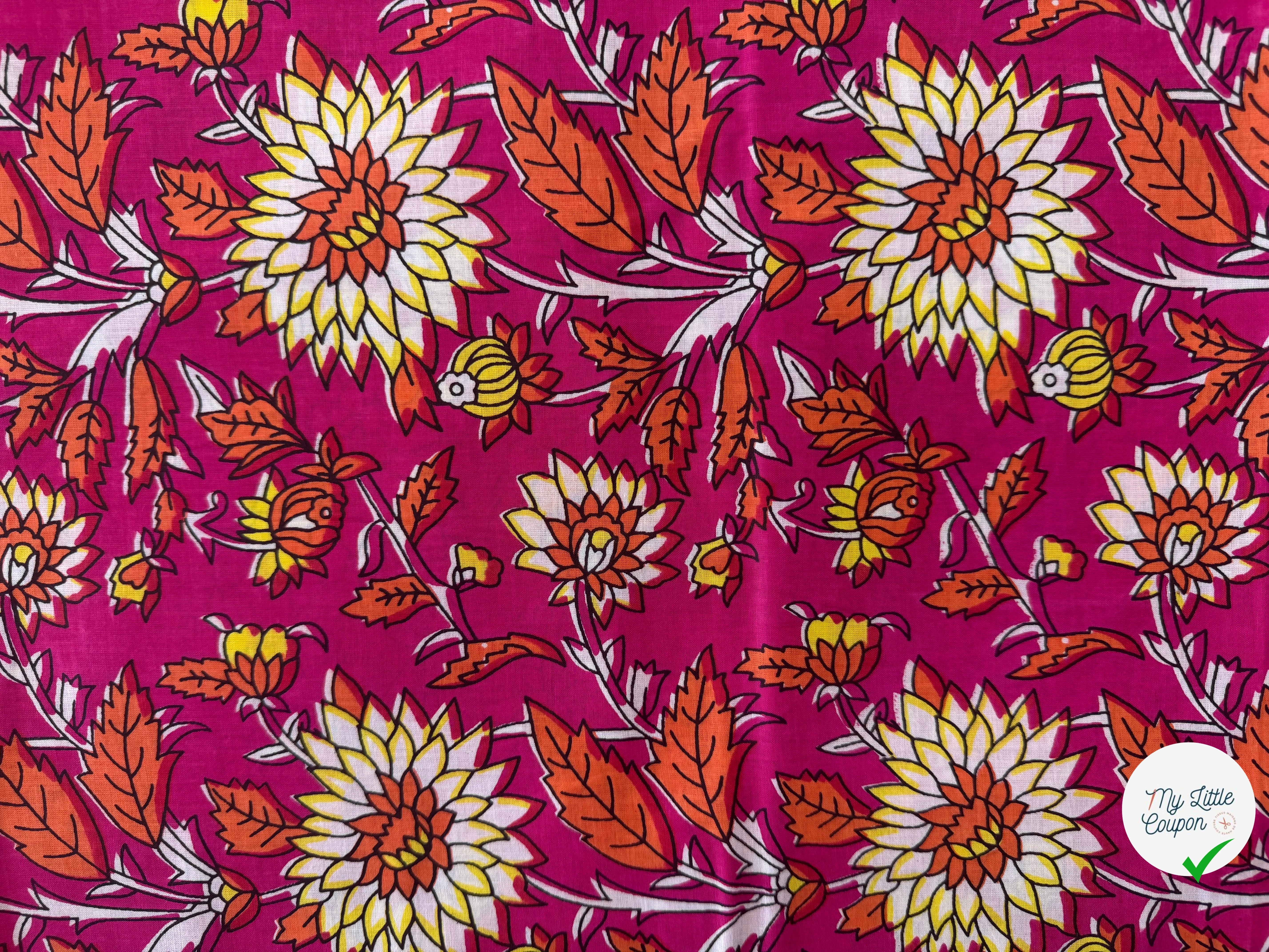 COTON INDIEN TAJ-MAHAL 018 FUCHSIA LAIZE 110 - My Little Coupon