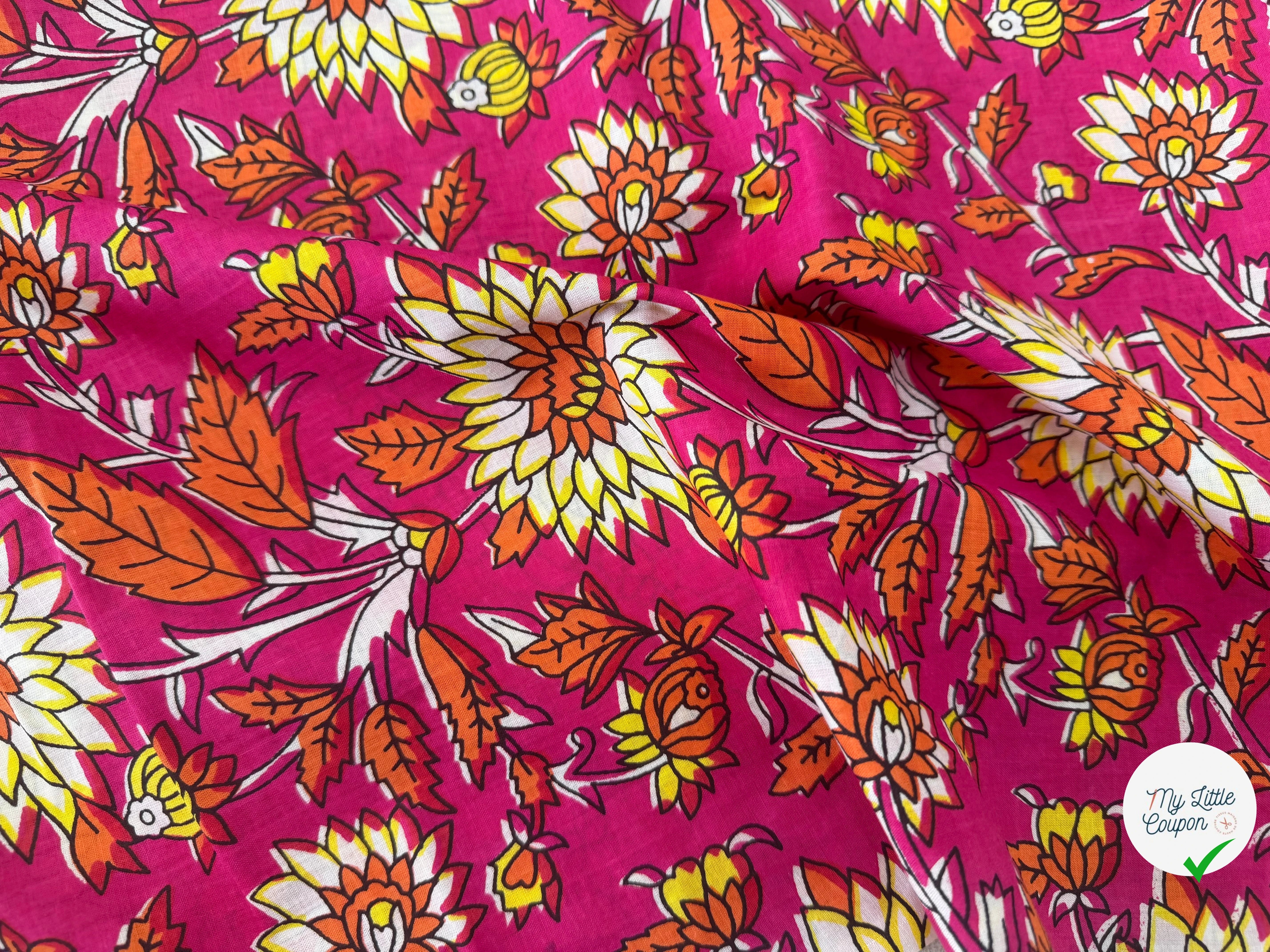 COTON INDIEN TAJ-MAHAL 018 FUCHSIA LAIZE 110 - My Little Coupon