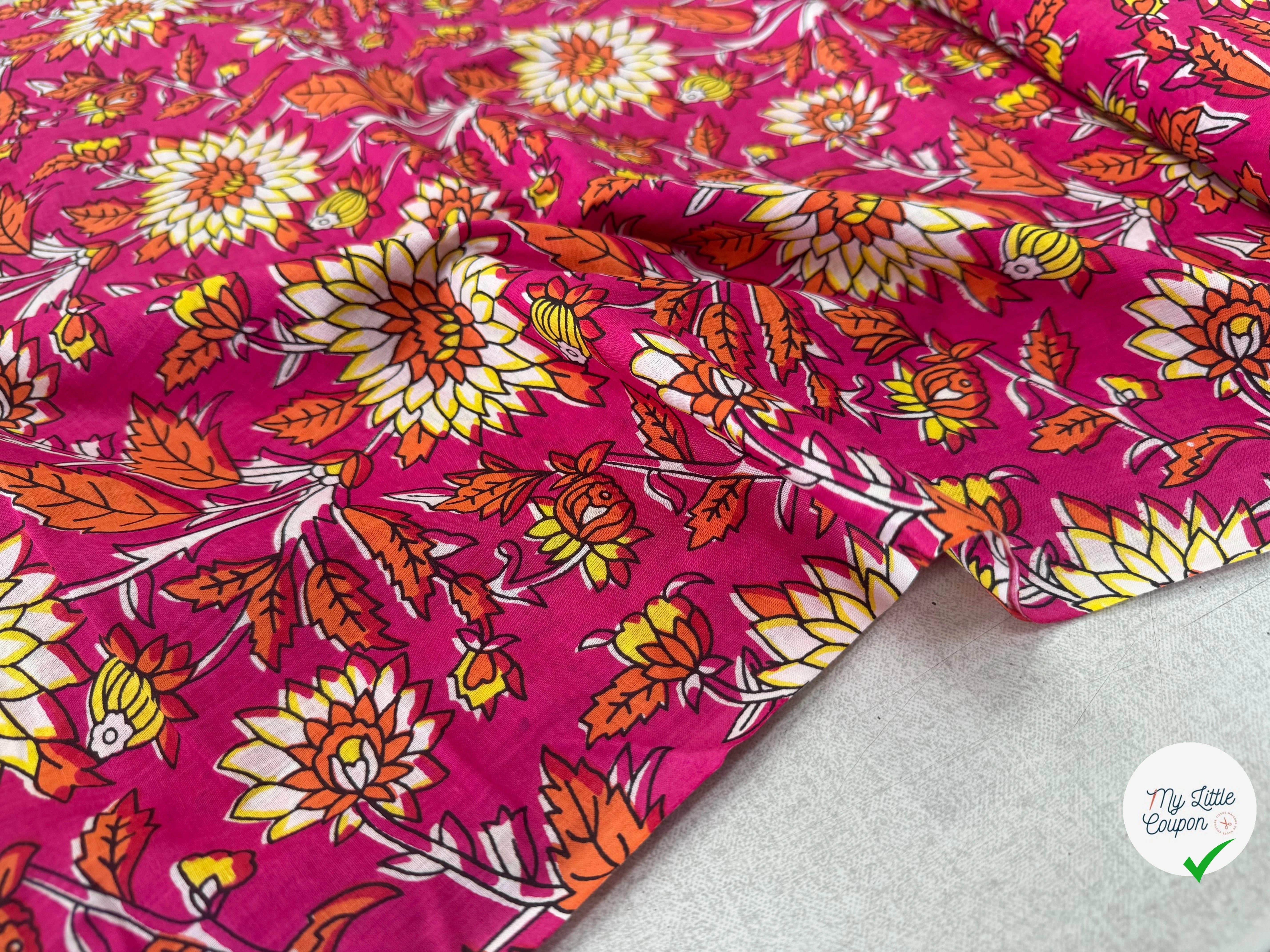 COTON INDIEN TAJ-MAHAL 018 FUCHSIA LAIZE 110 - My Little Coupon