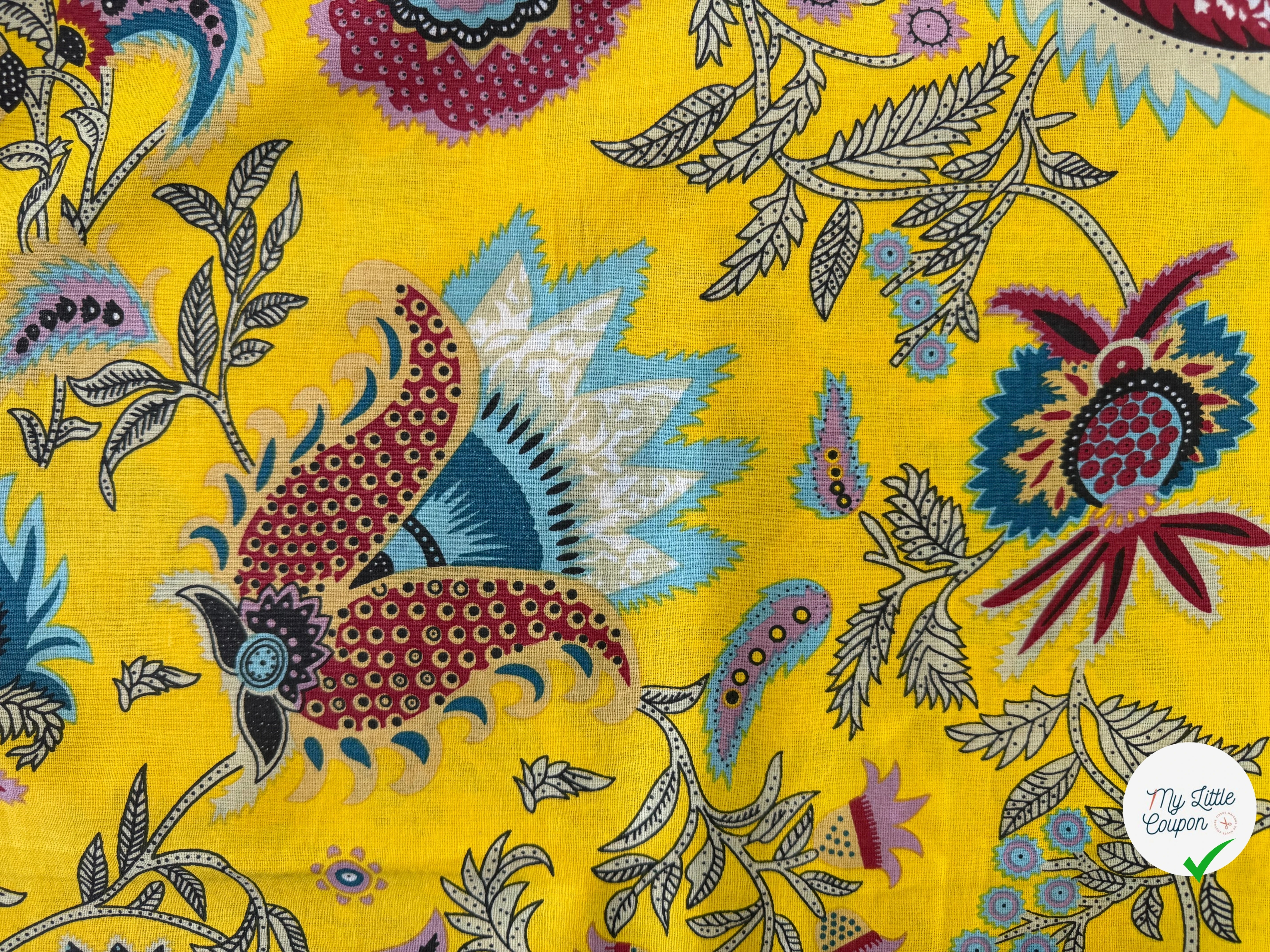 COTON INDIEN TAJ-MAHAL 026 JAUNE LAIZE 110 - My Little Coupon