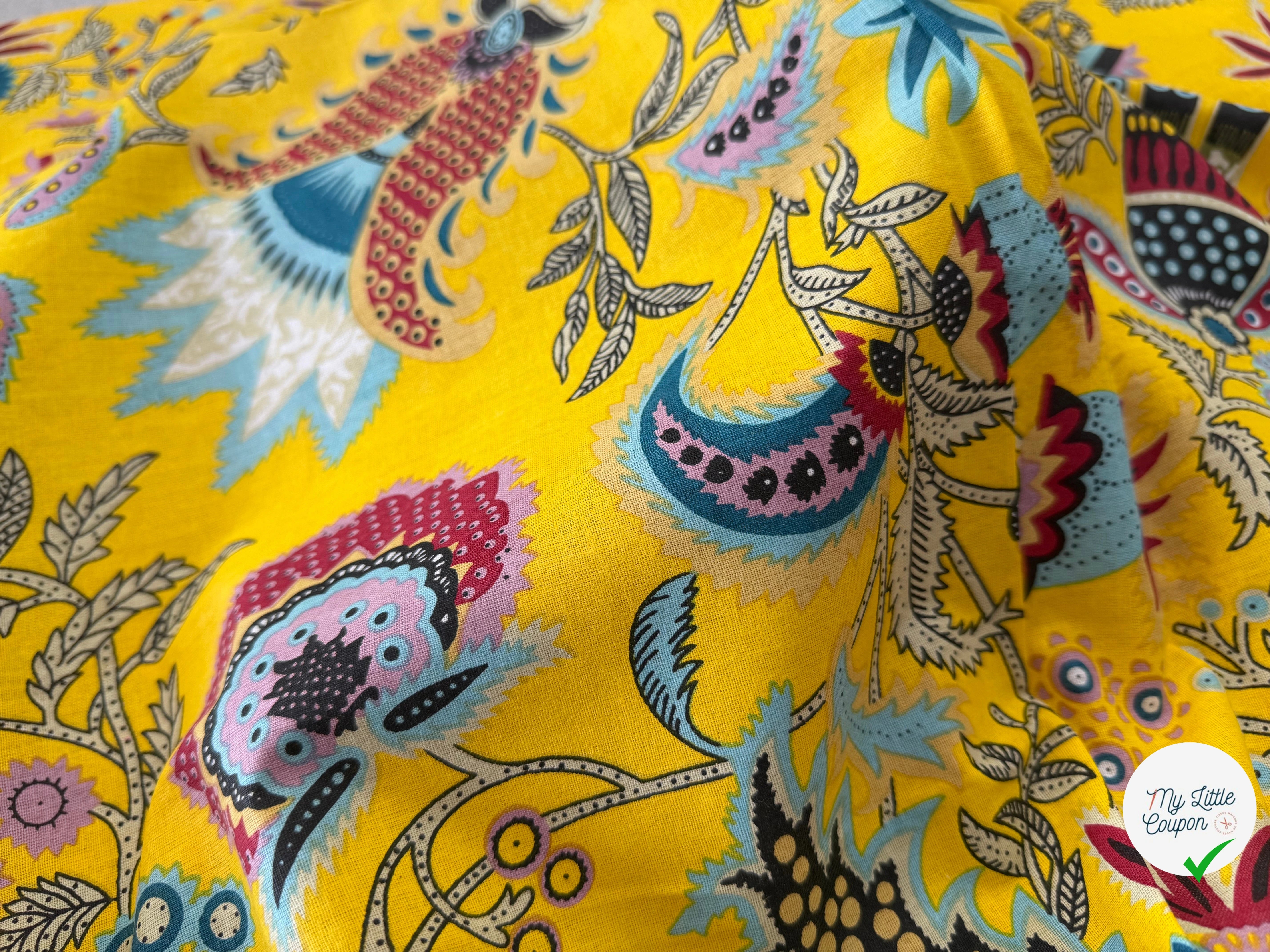 COTON INDIEN TAJ-MAHAL 026 JAUNE LAIZE 110 - My Little Coupon