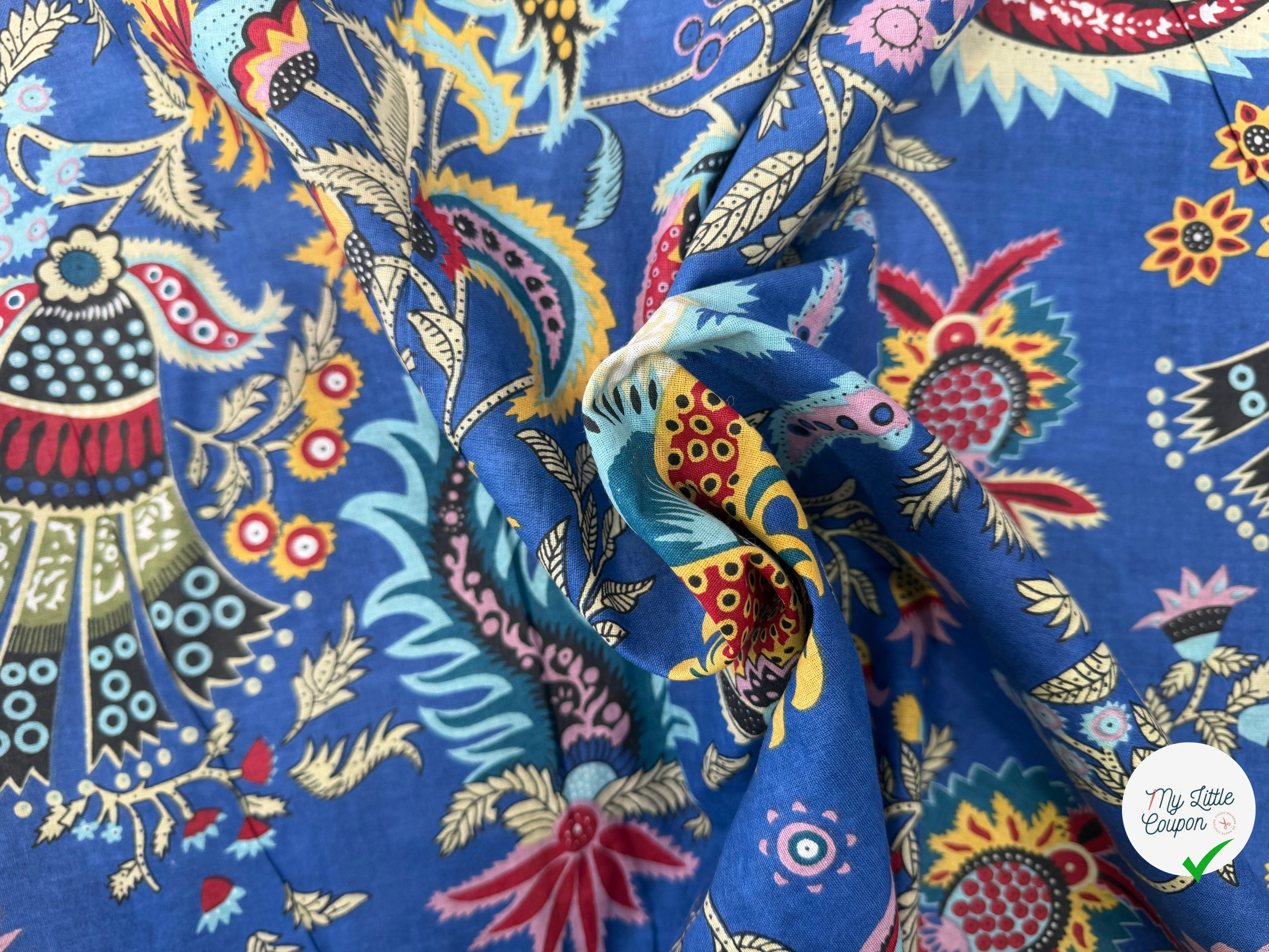COTON INDIEN TAJ-MAHAL 029 BLEU LAIZE 110 - My Little Coupon