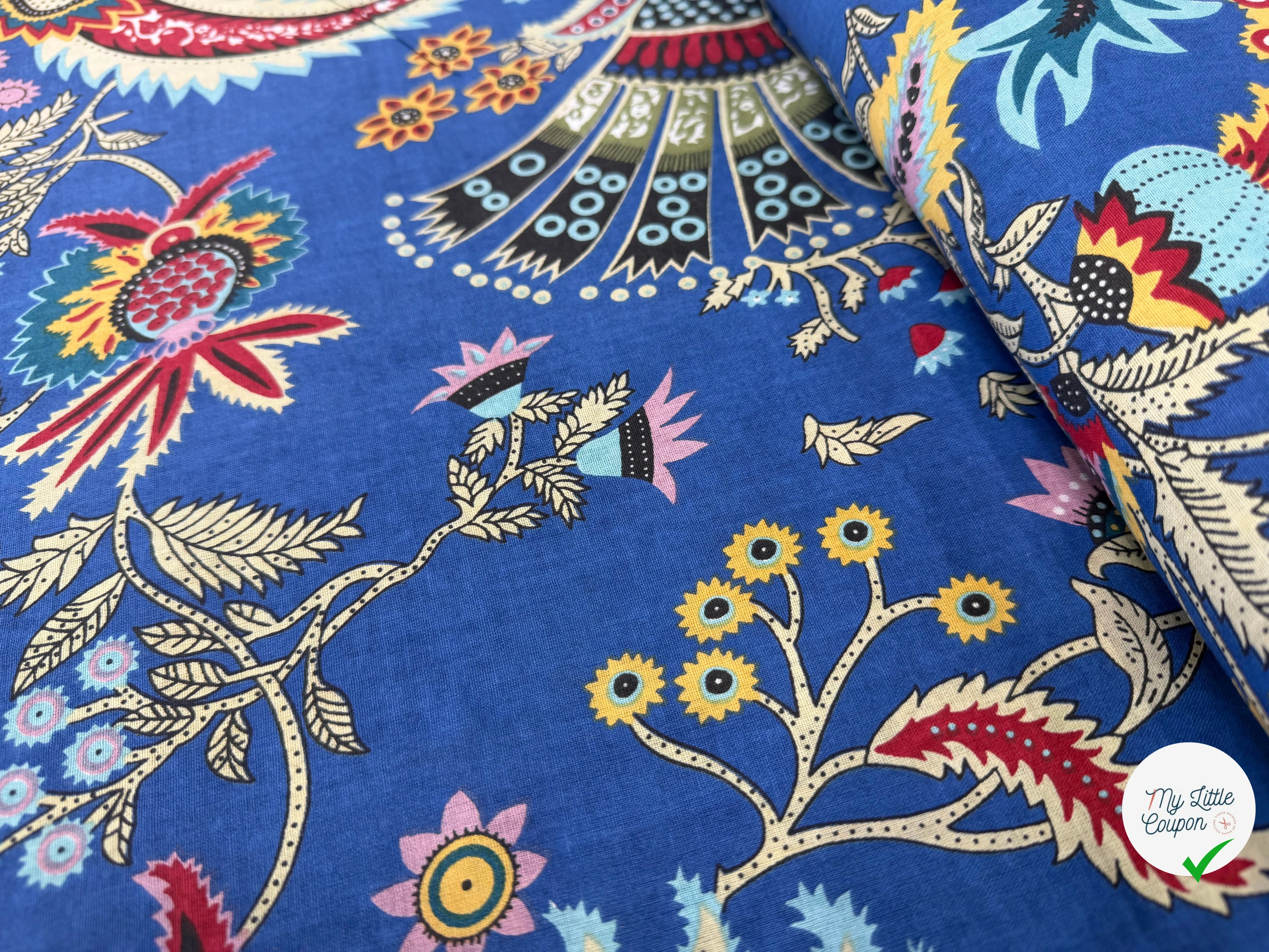 COTON INDIEN TAJ-MAHAL 029 BLEU LAIZE 110 - My Little Coupon
