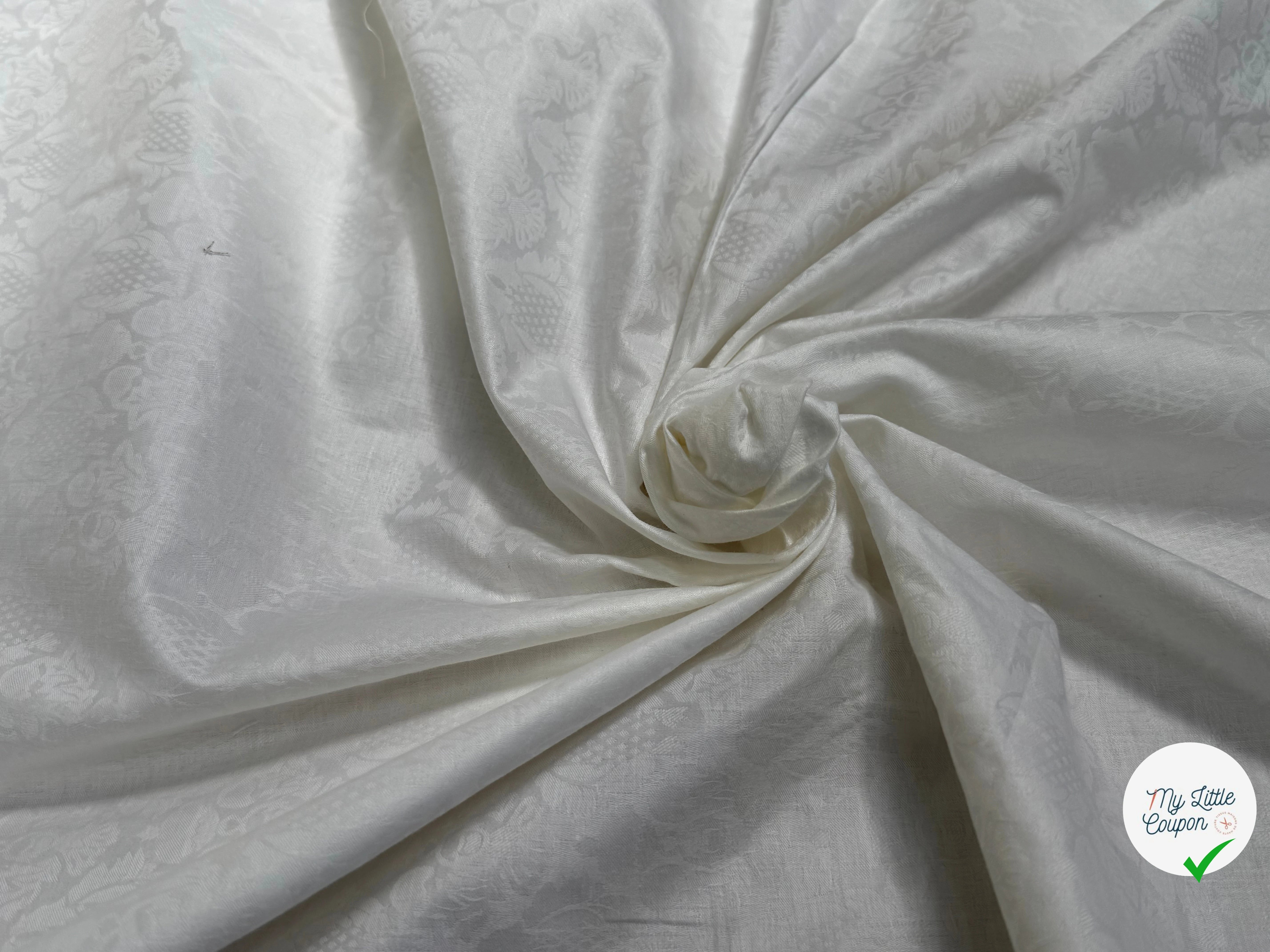 COTON JACQUARD DAMASSÉ BLANC 280 DE LAIZE SOFT TOUCHÉ - My Little Coupon