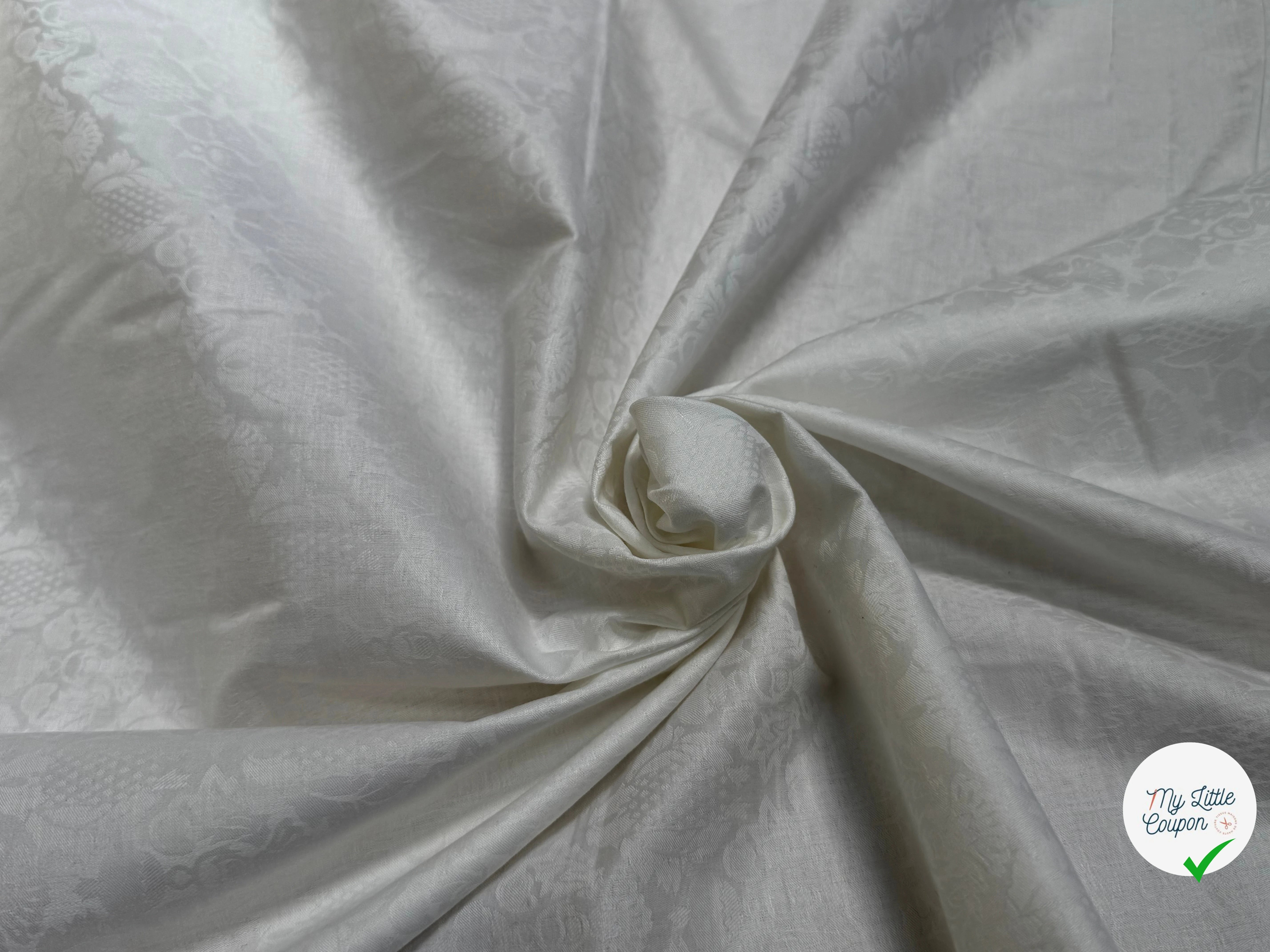 COTON JACQUARD DAMASSÉ BLANC 280 DE LAIZE SOFT TOUCHÉ - My Little Coupon