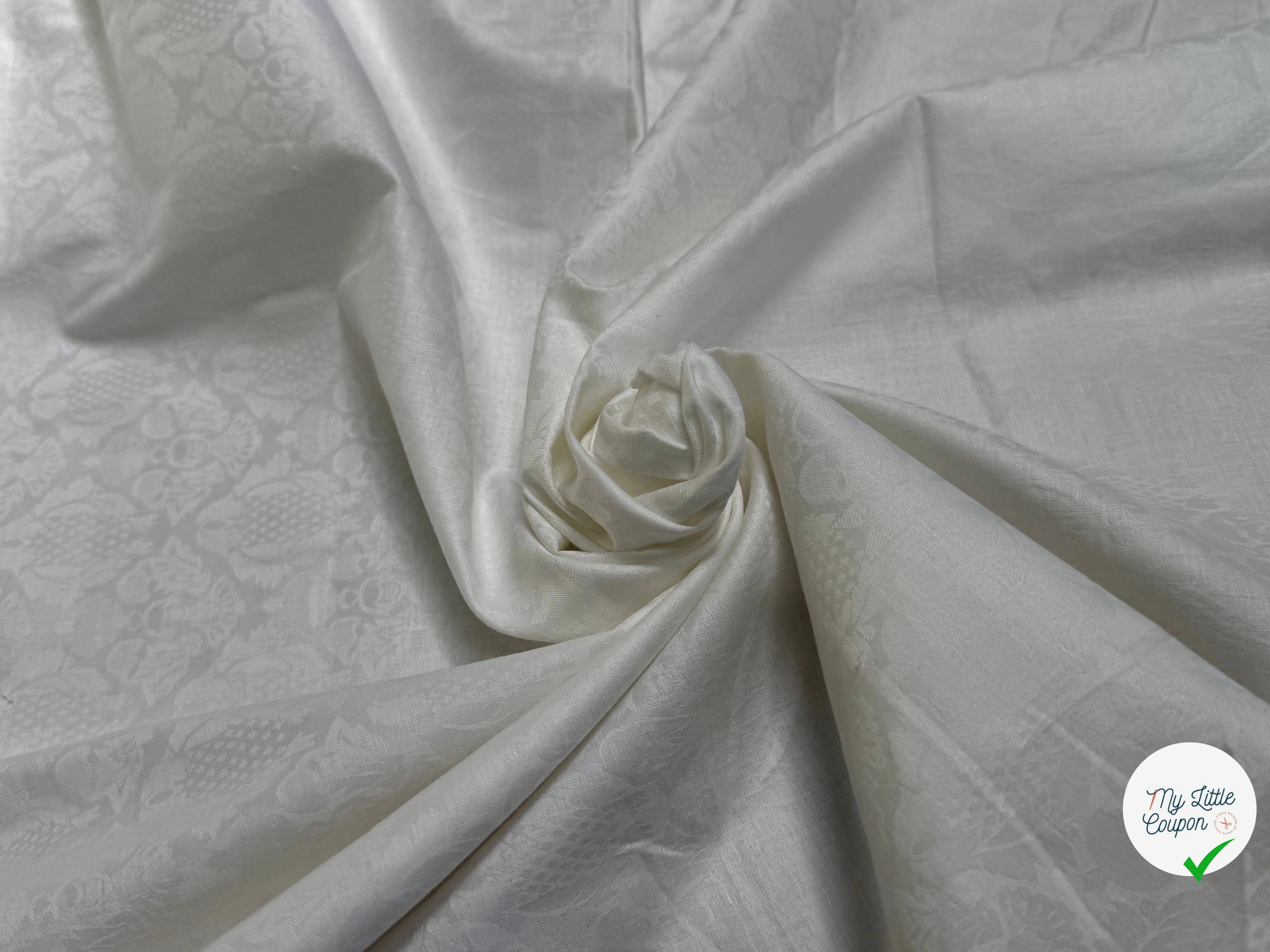 COTON JACQUARD DAMASSÉ BLANC 280 DE LAIZE SOFT TOUCHÉ - My Little Coupon