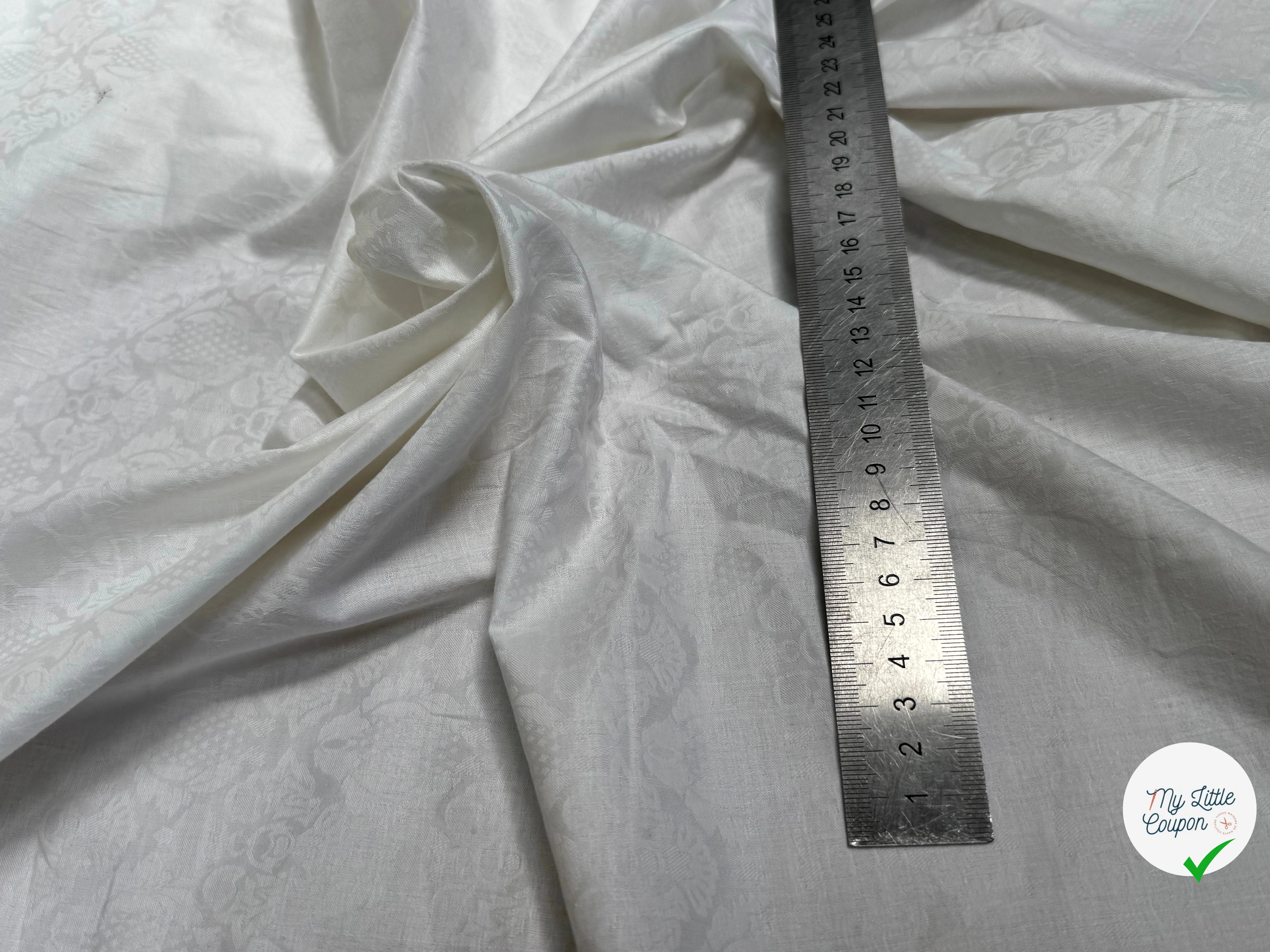 COTON JACQUARD DAMASSÉ BLANC 280 DE LAIZE SOFT TOUCHÉ - My Little Coupon