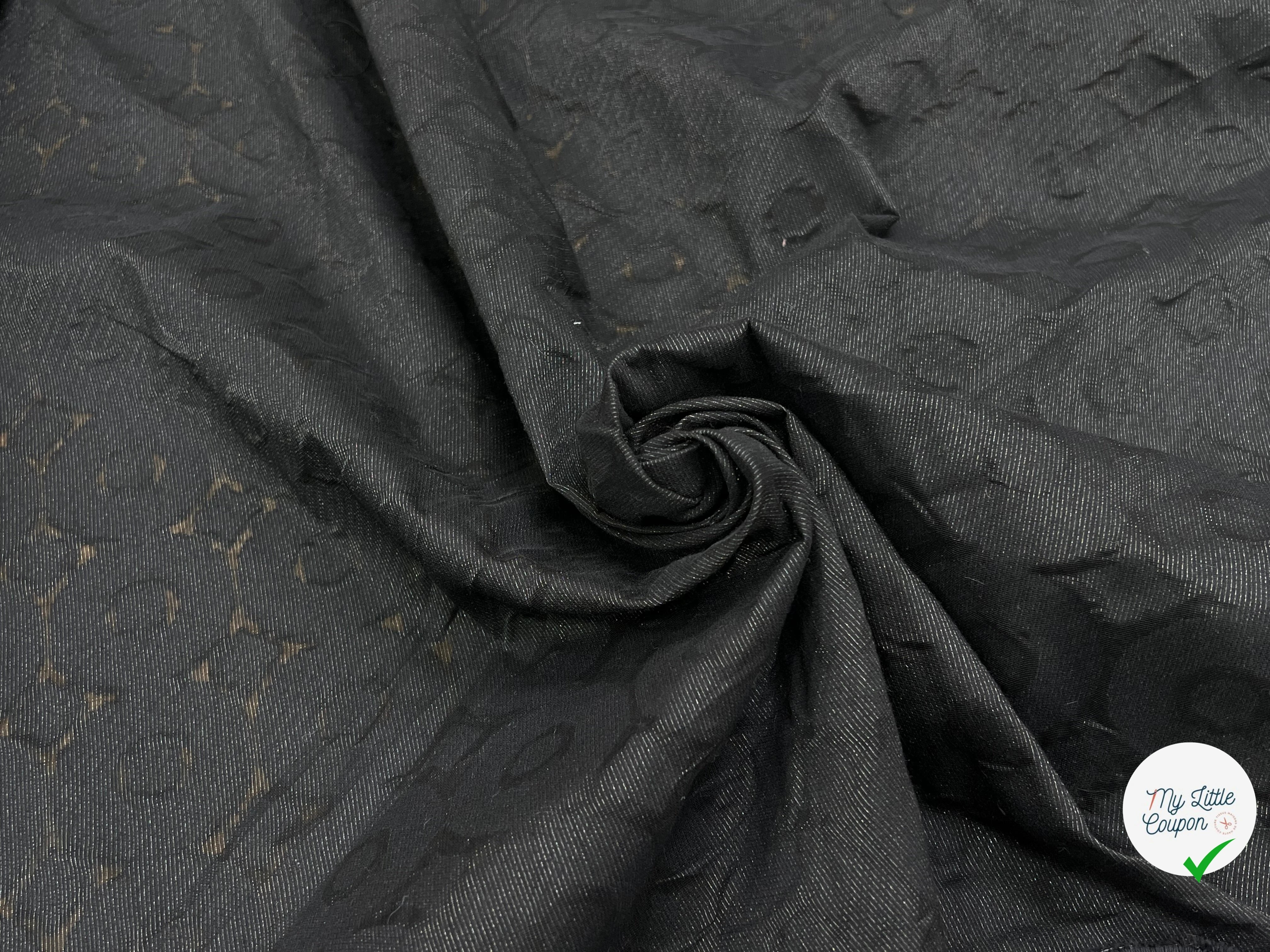 COTON JACQUARD DÉVORÉE NOIR CICULAIRE VISCOSE 5% MÉTAL - My Little Coupon