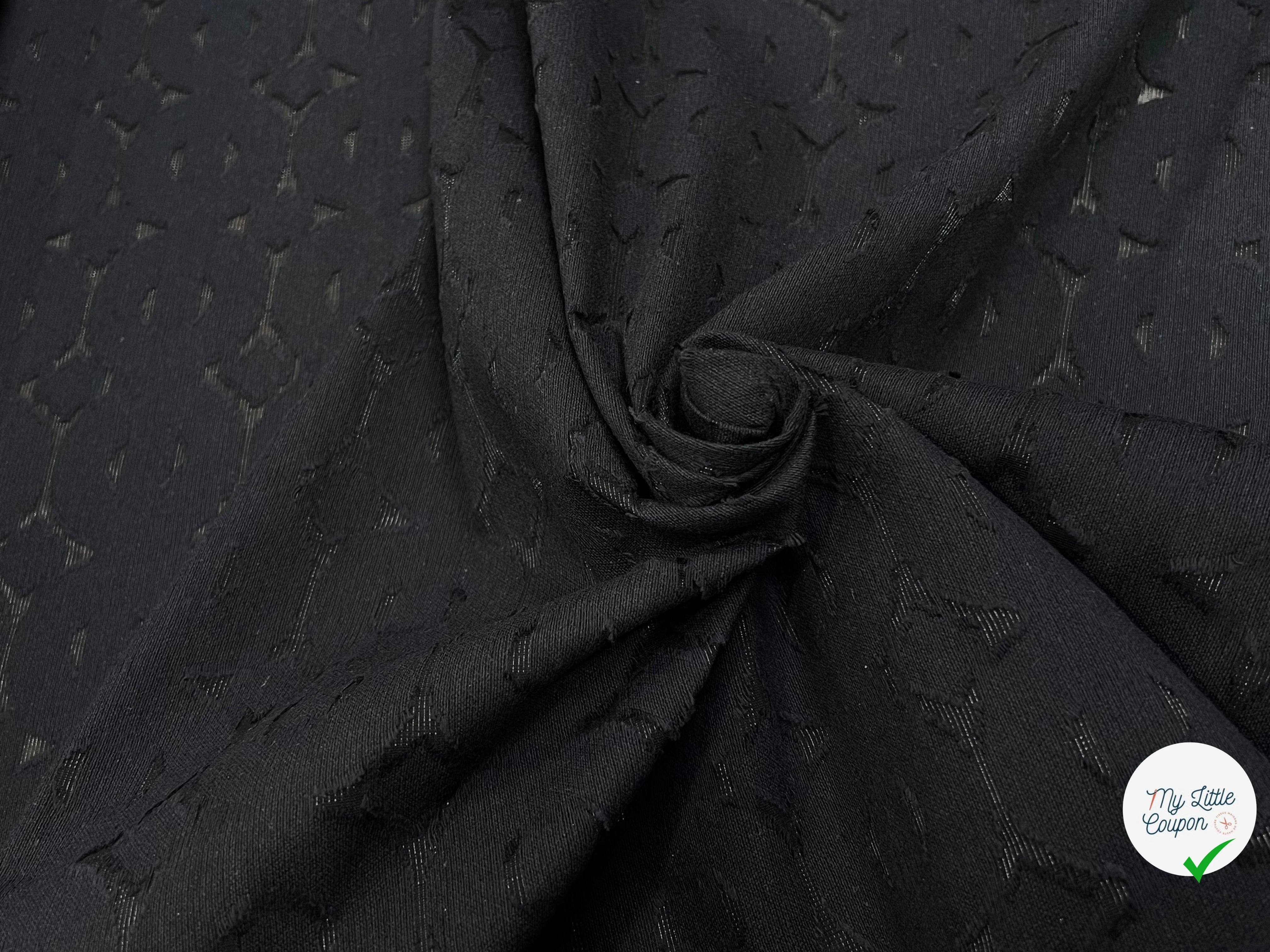 COTON JACQUARD DÉVORÉE NOIR CICULAIRE VISCOSE 5% MÉTAL - My Little Coupon