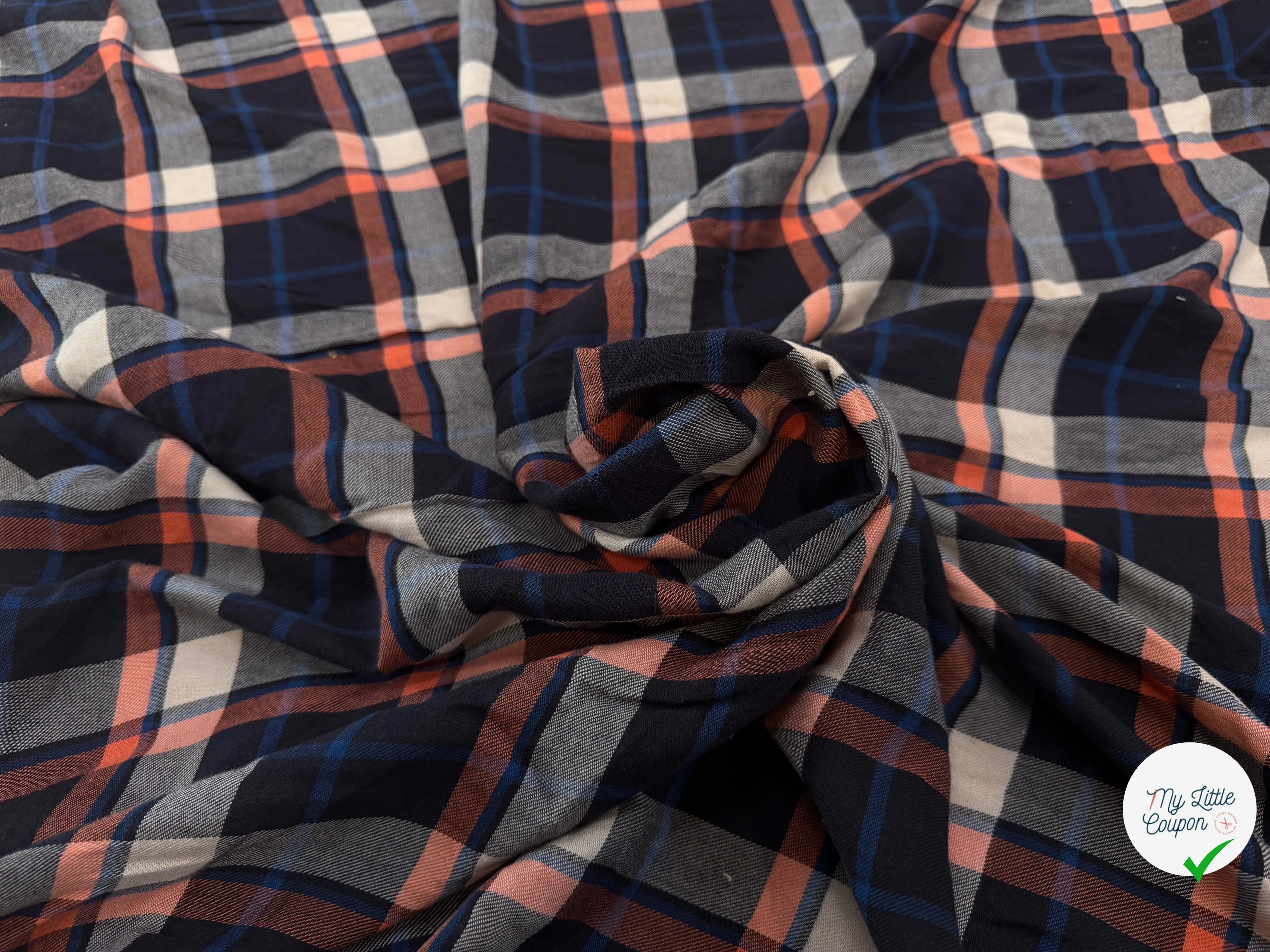 COTON JAPAN CARREAUX MARINE ORANGE - My Little Coupon