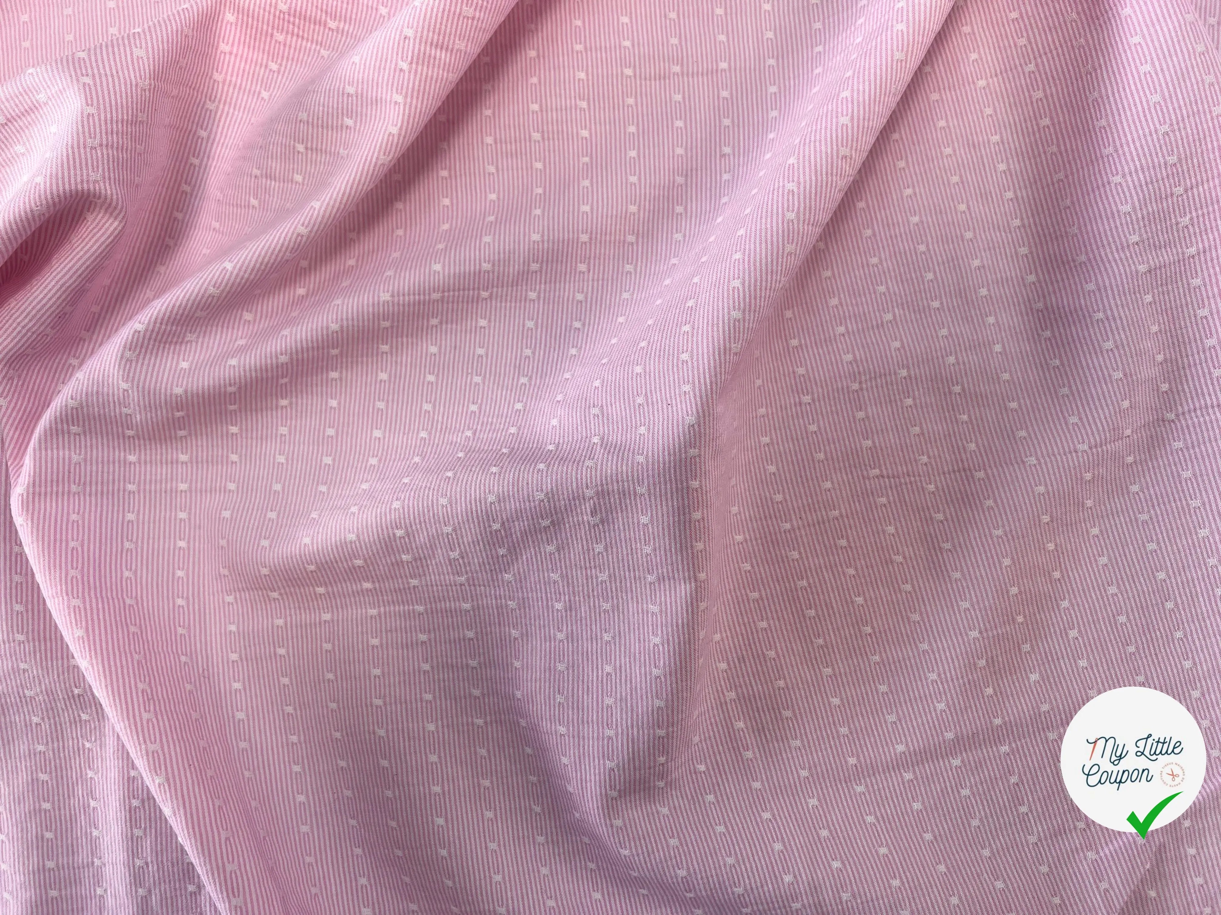 COTON LEGER BIO RAYURES PLUMETIS ATLANTIS ROSE - My Little Coupon