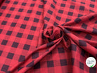 COTON LEGREMENT GRATTÉ À CARREAUX ROUGE ET NOIR ANTHRACITE 90% COTON - My Little Coupon