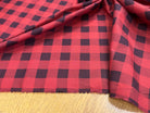 COTON LEGREMENT GRATTÉ À CARREAUX ROUGE ET NOIR ANTHRACITE 90% COTON - My Little Coupon