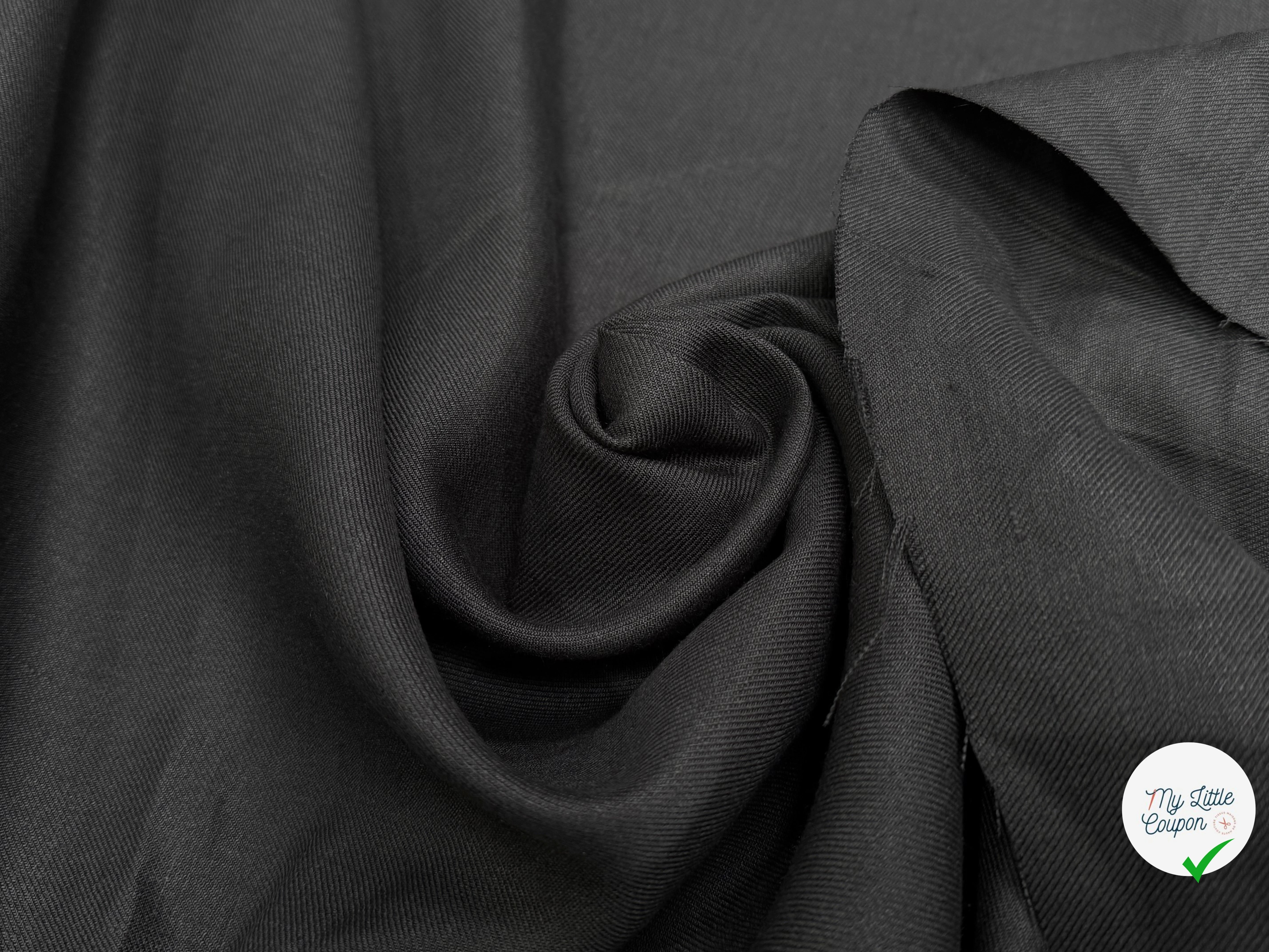 COTON LIN SERGÉ NOIR ANTHRACITE - My Little Coupon