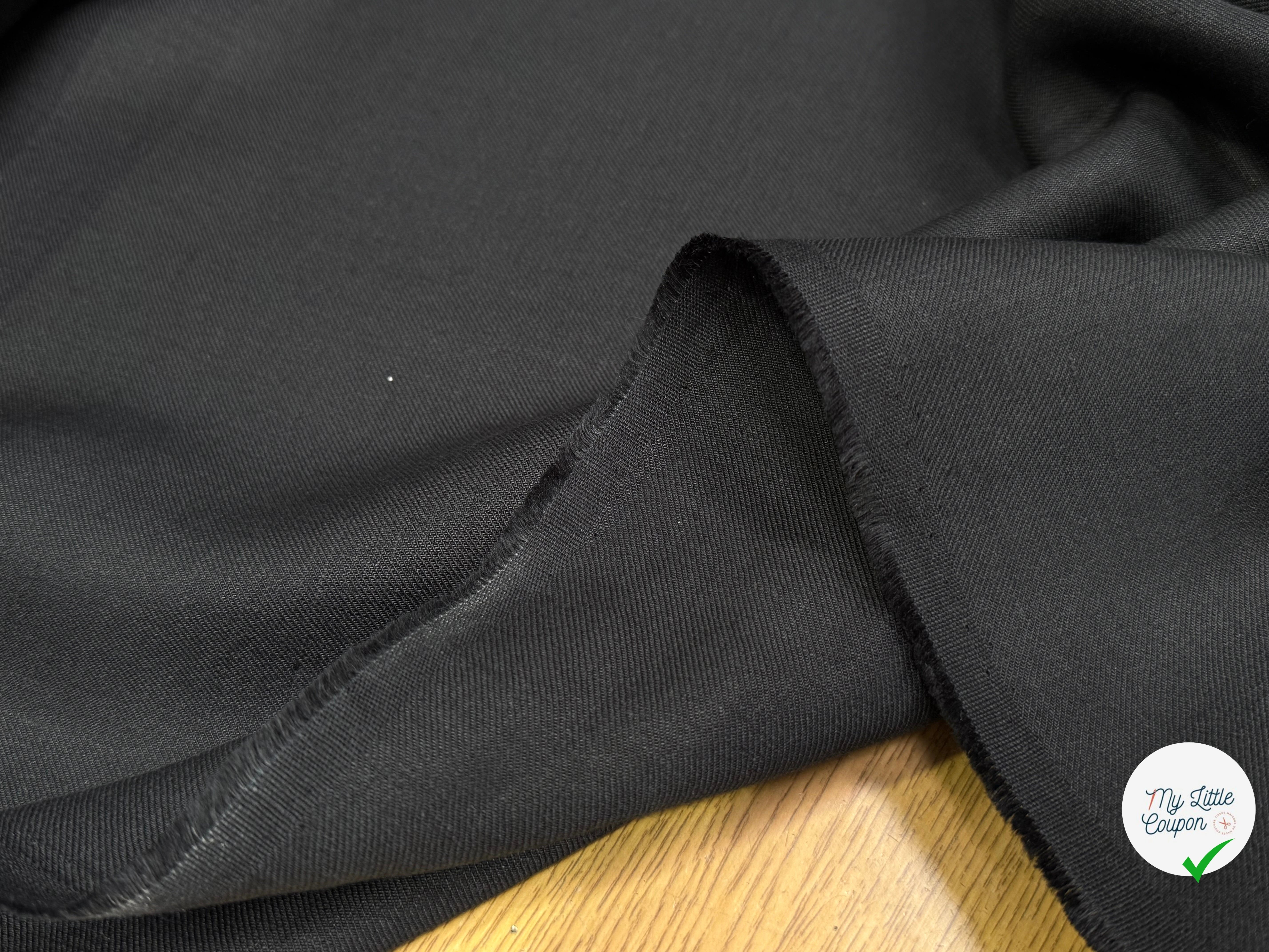 COTON LIN SERGÉ NOIR ANTHRACITE - My Little Coupon