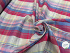 COTON MADRAS CARREAUX FONDUE ROUGE BLEU - My Little Coupon