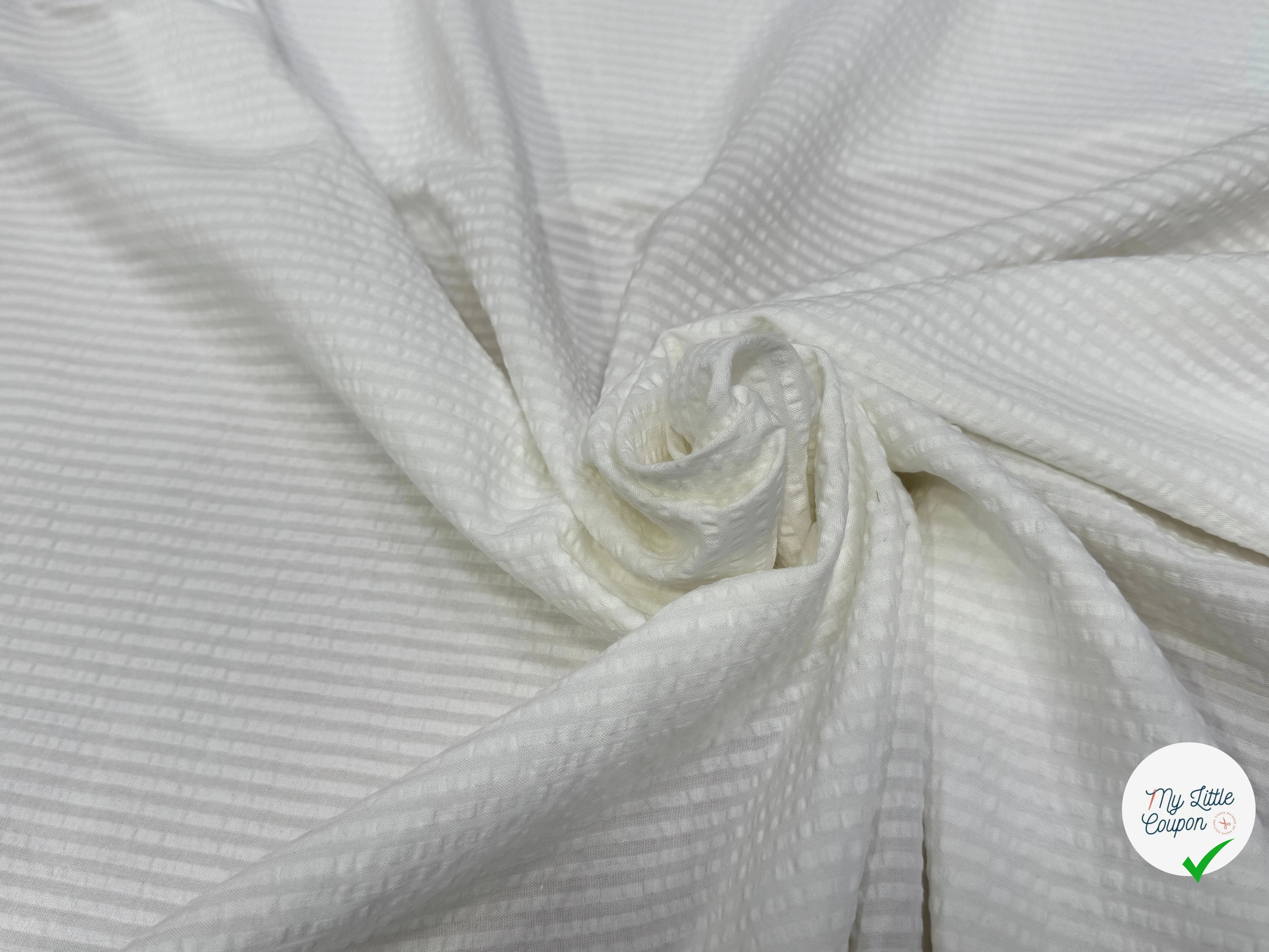 COTON RAYURES GAUFFRÉS BLANC SUR BLANC - My Little Coupon