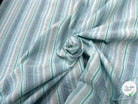 COTON SEMI-GAUFFRÉ À RAYURES TISSÉES BLEU VERT - My Little Coupon