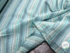 COTON SEMI-GAUFFRÉ À RAYURES TISSÉES BLEU VERT - My Little Coupon