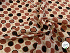 COTON SOIE FOND BEIGE MOTIF CERCLES MARRON ET NOIR POIDS OR BRILLANT 30% SOIE - My Little Coupon