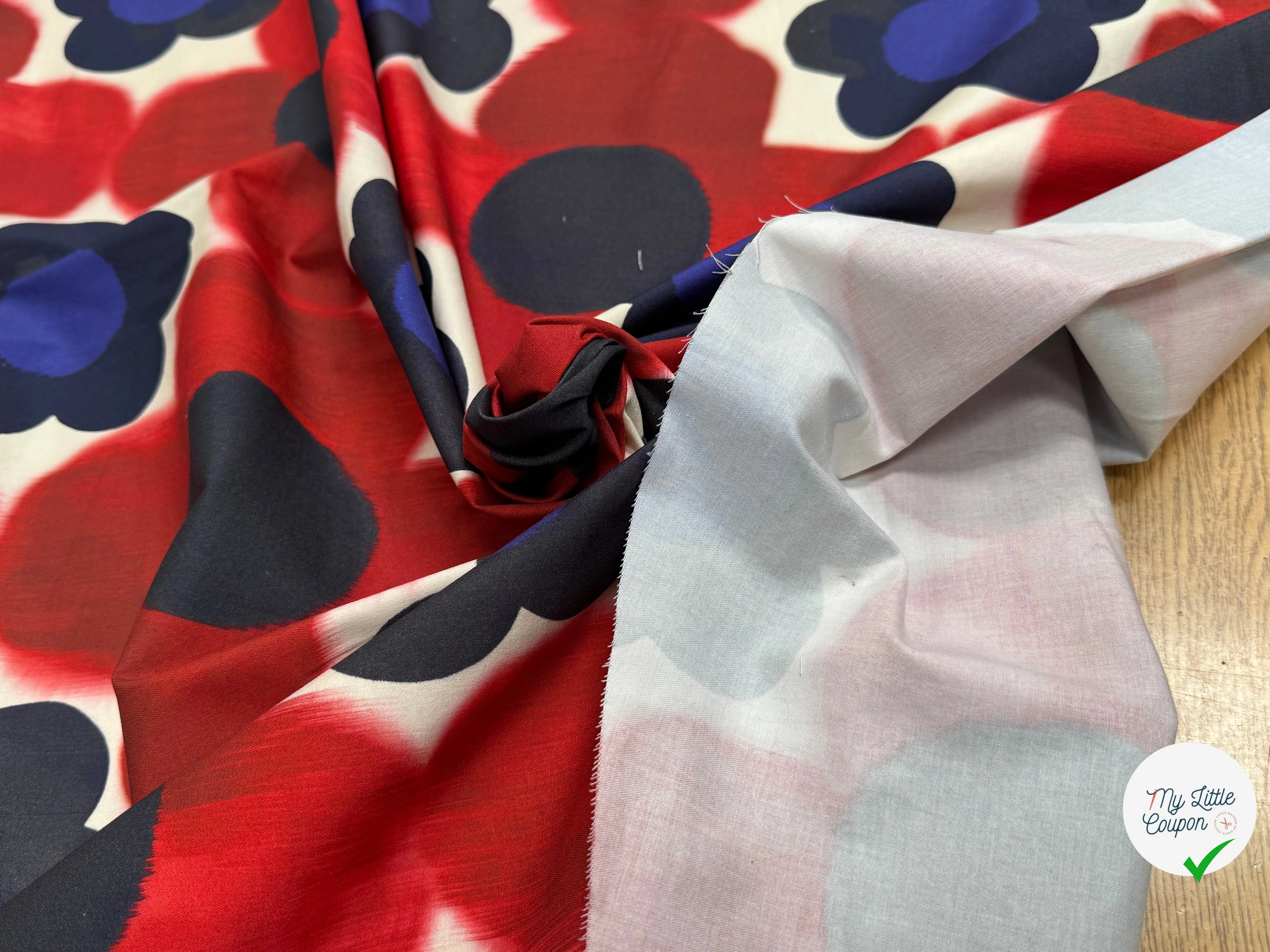 COTON STRETCH IMPRIMÉ FLEURS GRAPHIQUES ROUGE ARTEMIDE TWIGGY ROUGE - My Little Coupon