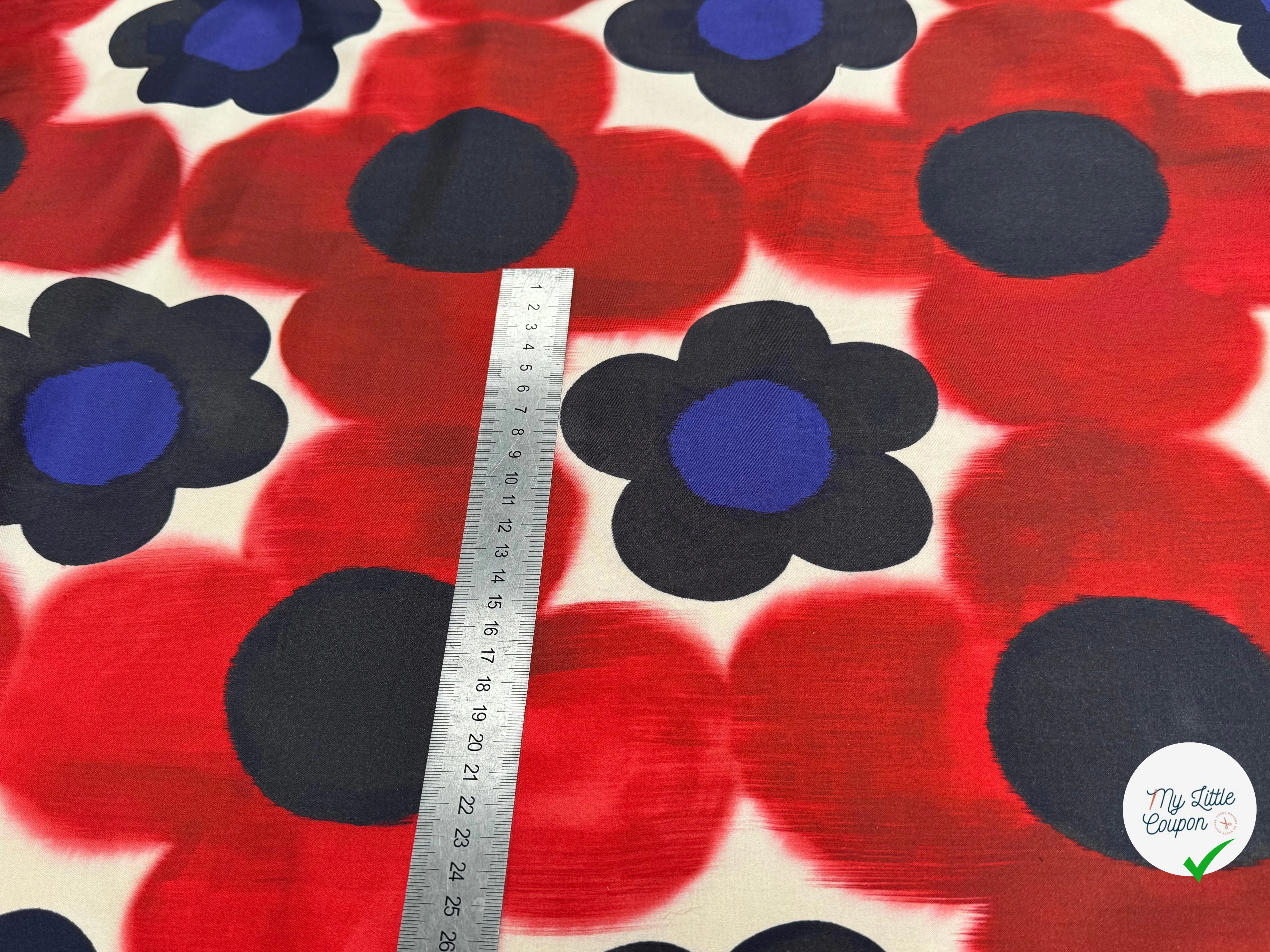 COTON STRETCH IMPRIMÉ FLEURS GRAPHIQUES ROUGE ARTEMIDE TWIGGY ROUGE - My Little Coupon