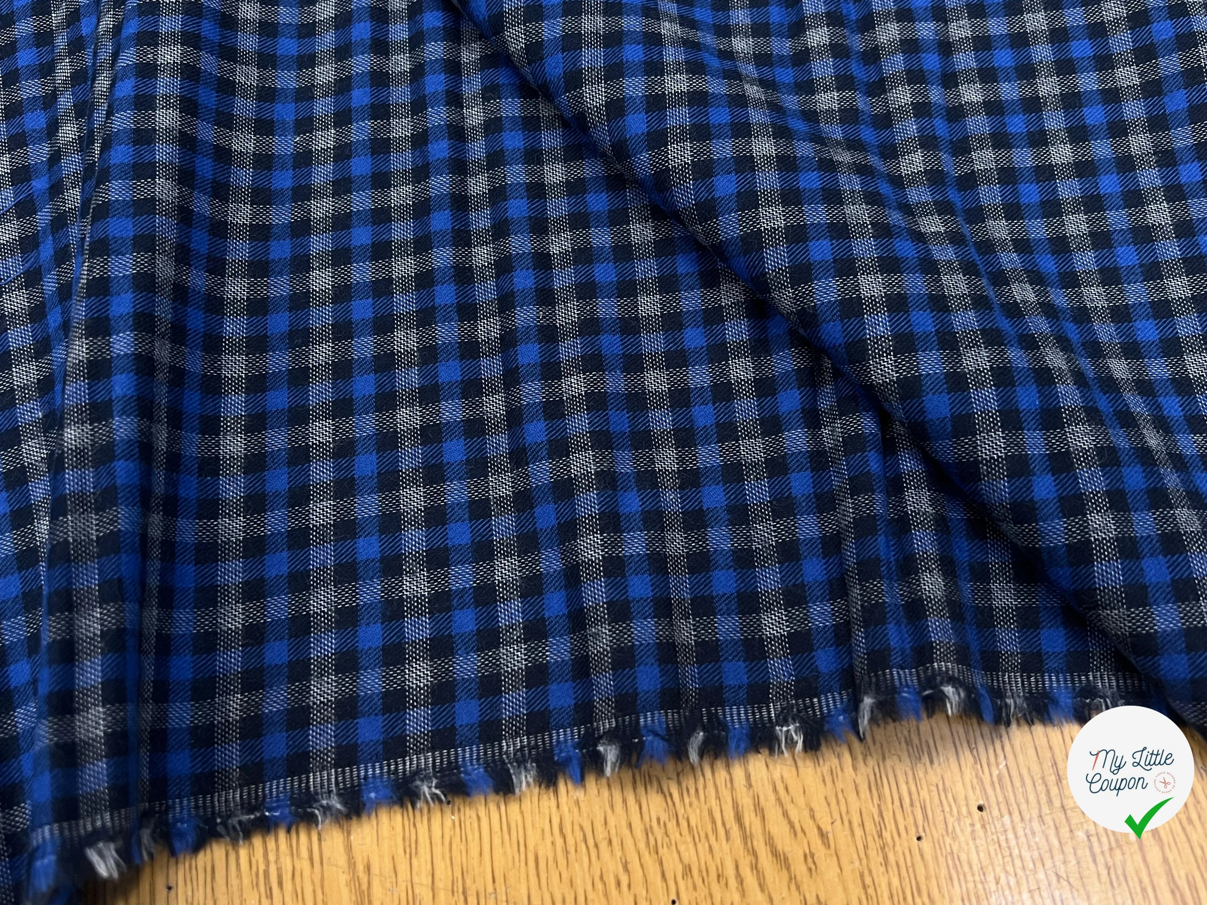 COTON TRAPPEUR CARREAUX BLEU NOIR GRIS - My Little Coupon