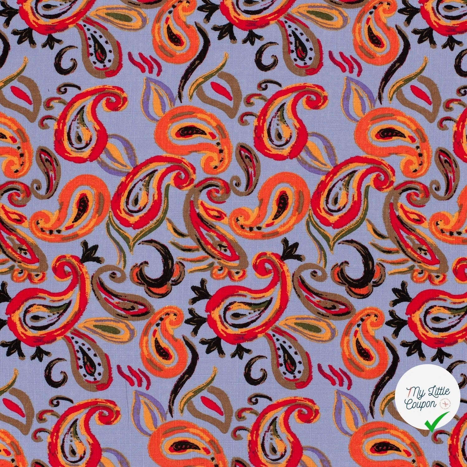 COTON VISCOSE CHAINE ET TRAME IMPRIMÉ PAISLEY LILAS - My Little Coupon
