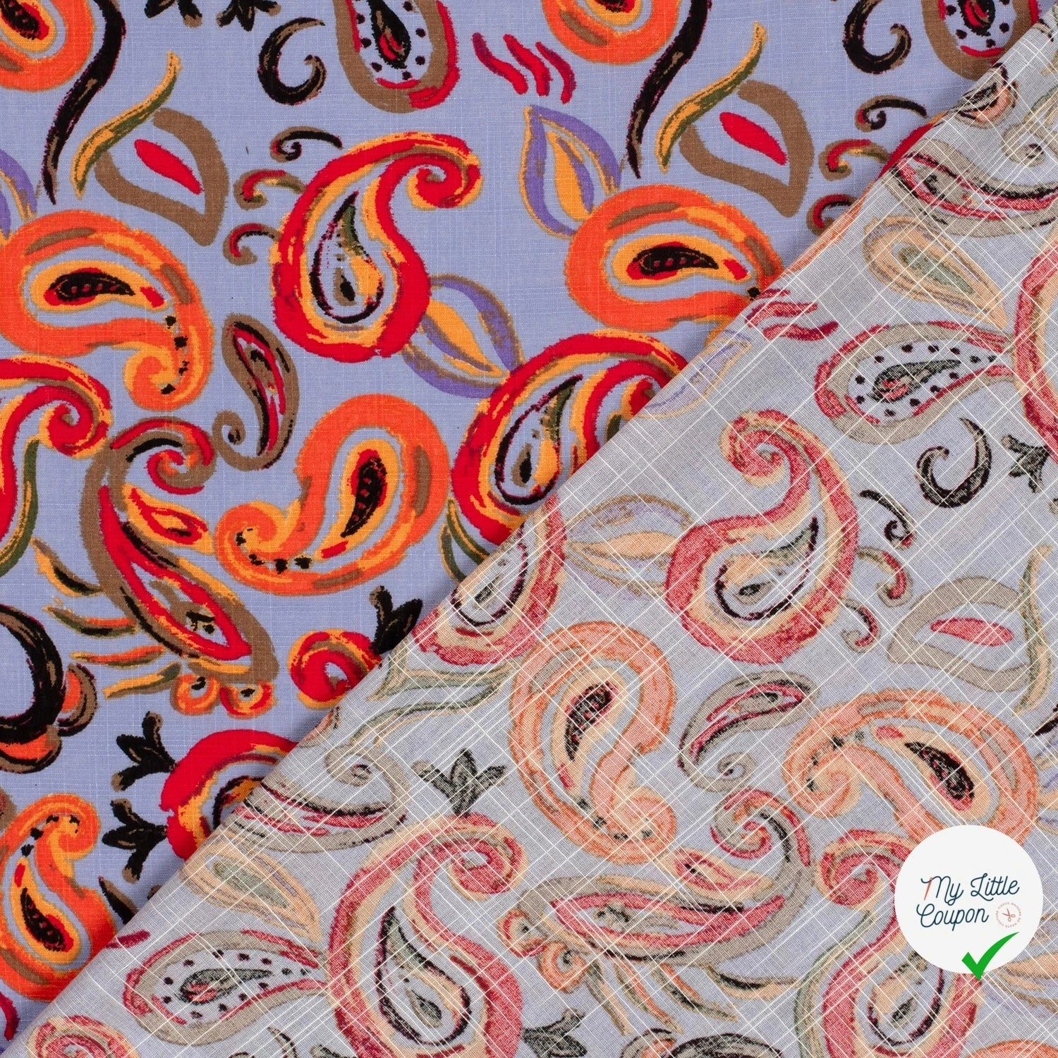 COTON VISCOSE CHAINE ET TRAME IMPRIMÉ PAISLEY LILAS - My Little Coupon