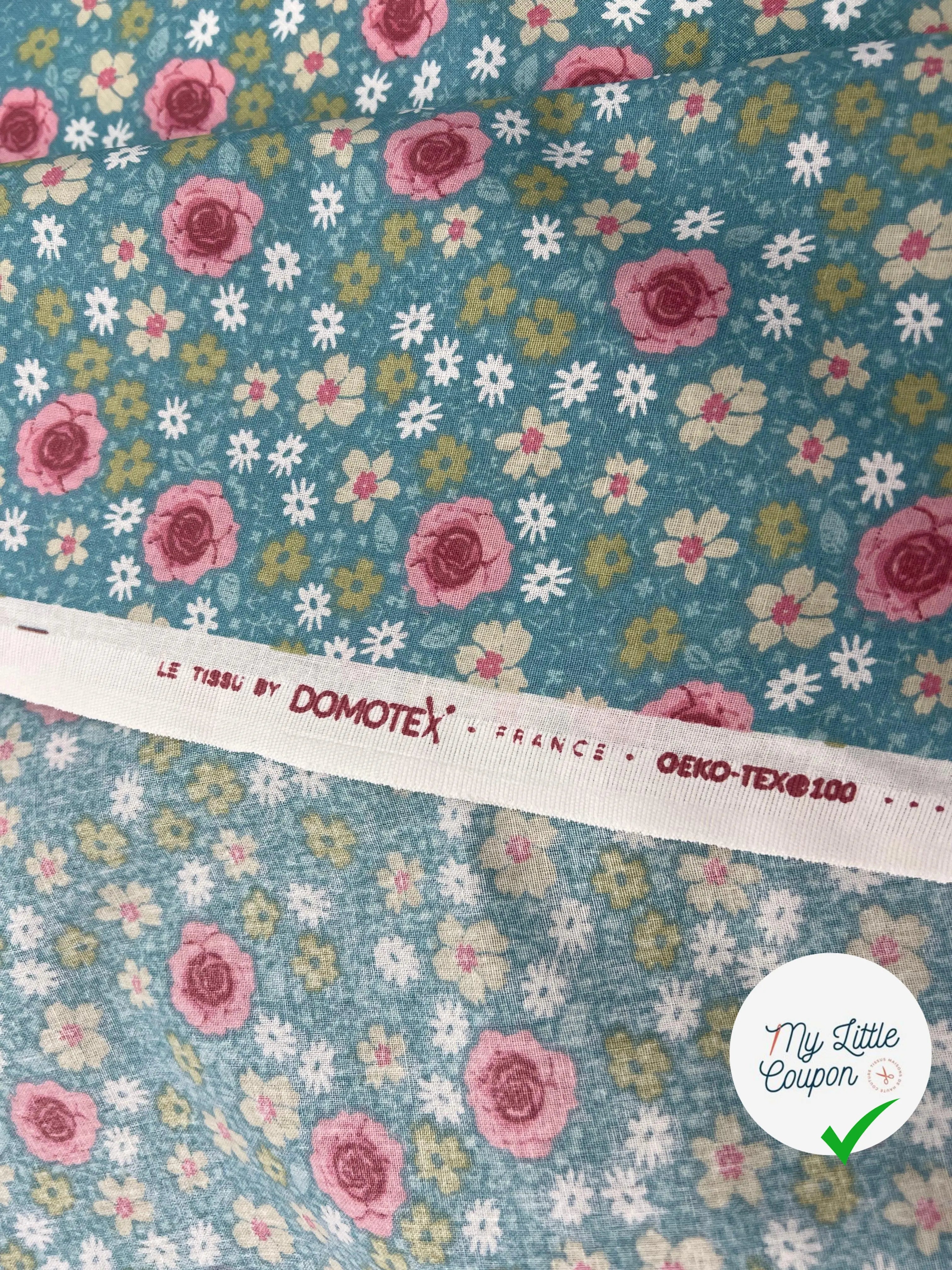 COTONNADE ANISLEY MENTHE / ROSE - My Little Coupon - tissu - coudre