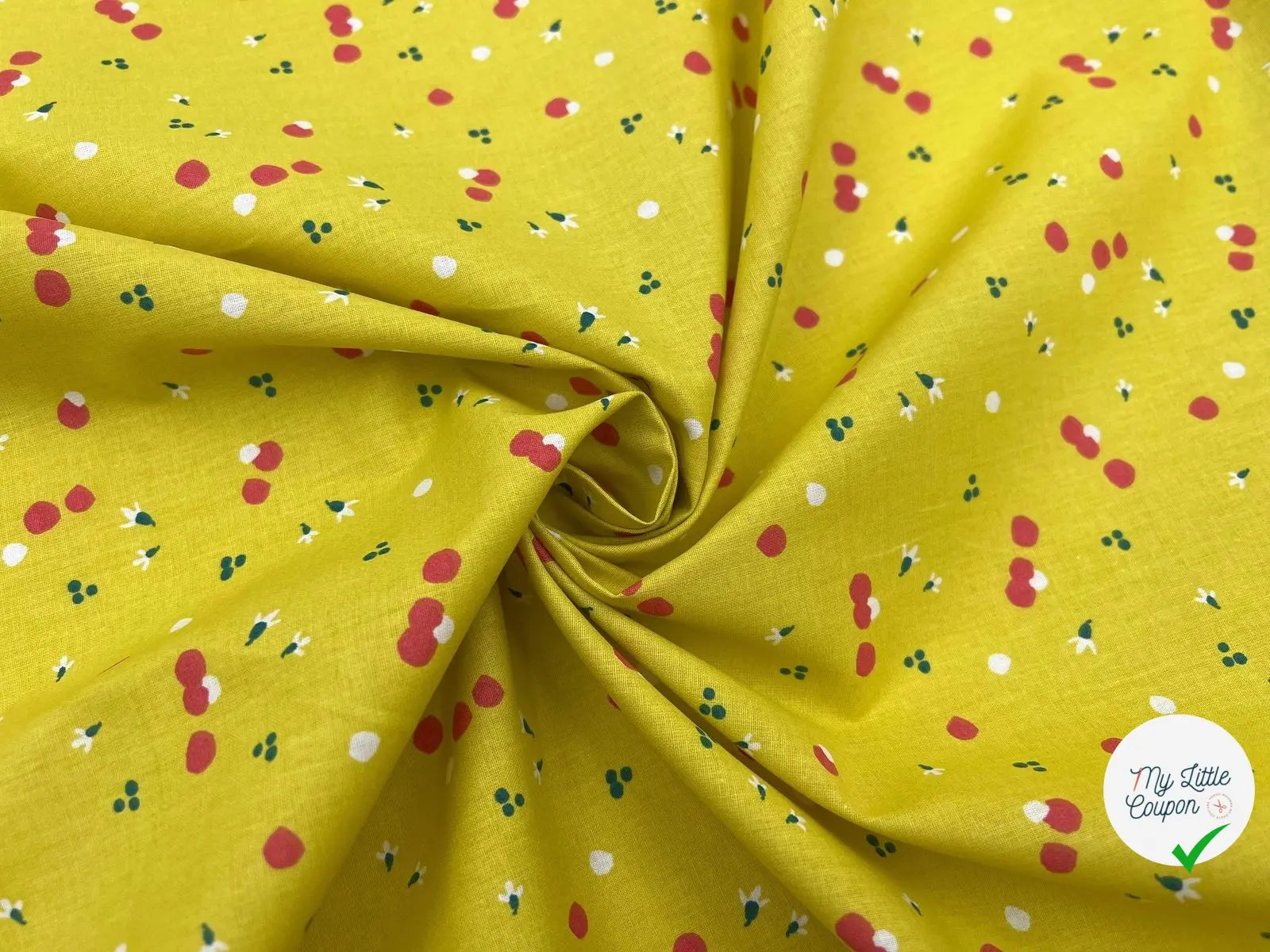 COTONNADE COTON NOZBI CITRON / GRENADINE - My Little Coupon - tissu - coudre
