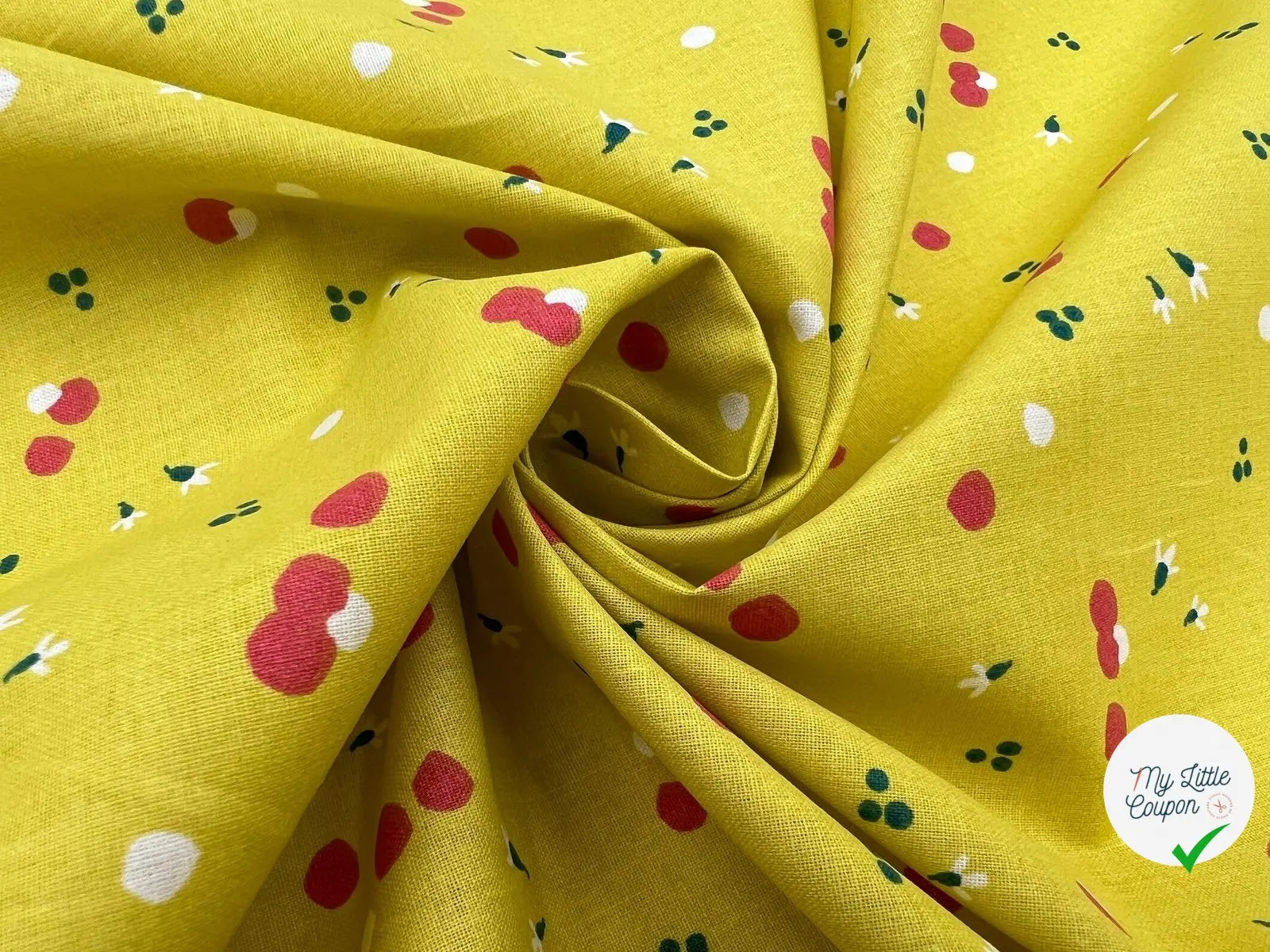 COTONNADE COTON NOZBI CITRON / GRENADINE - My Little Coupon - tissu - coudre