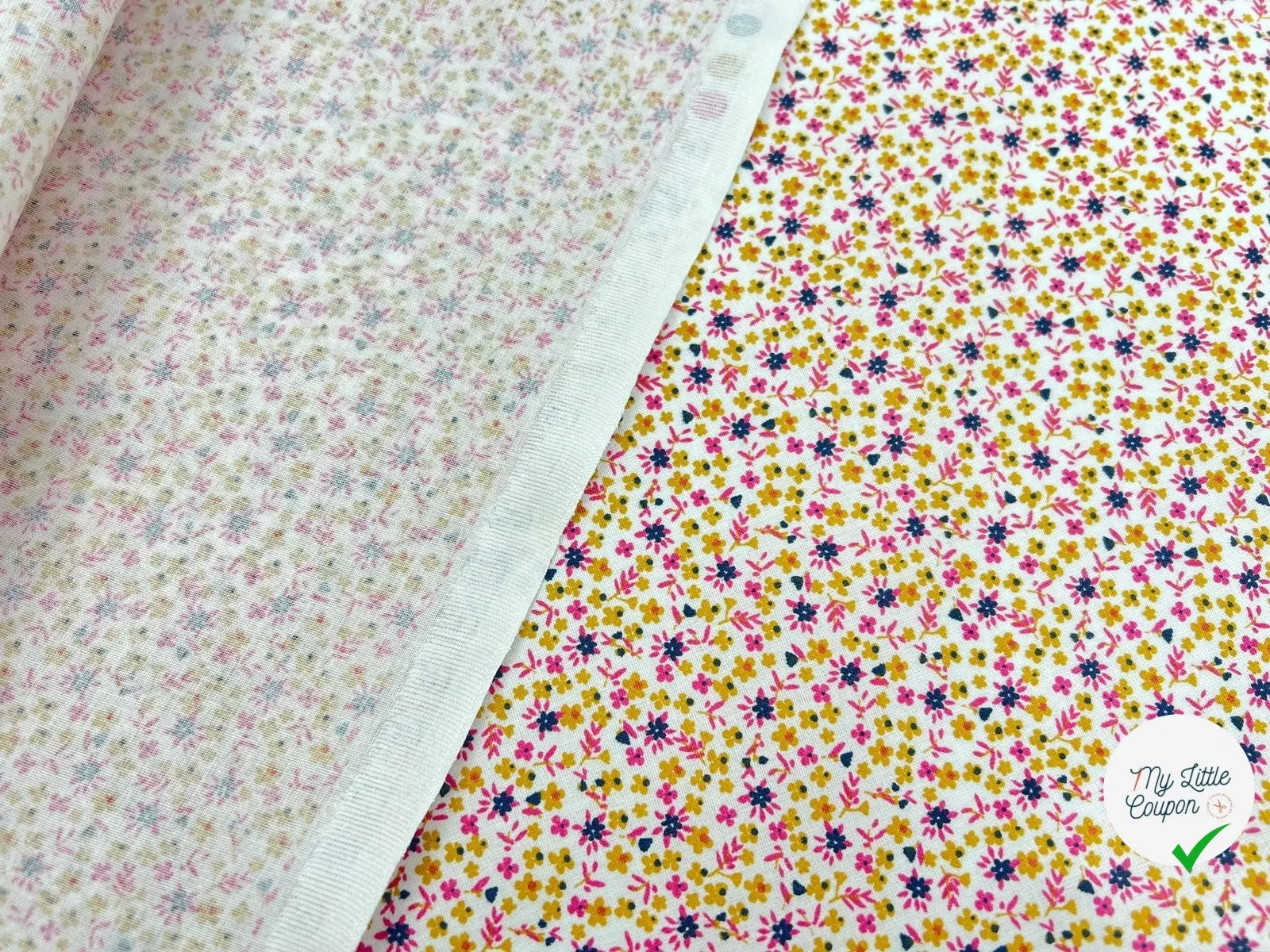 COTONNADE COTON PIO OCRE / MARINE - My Little Coupon - tissu - coudre