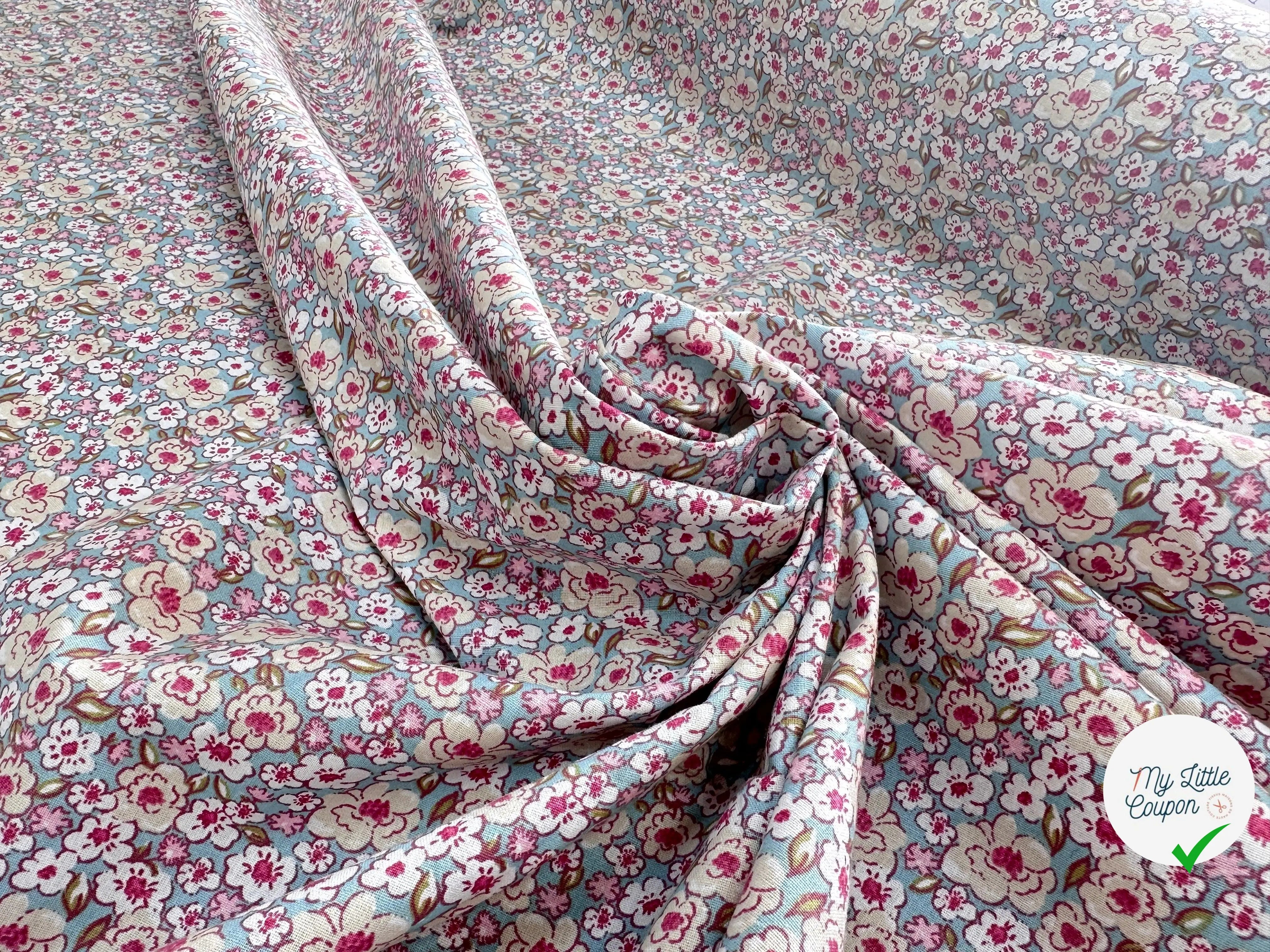 COTONNADE DESSIN DE FLEURS PASTEL - My Little Coupon - tissu - coudre