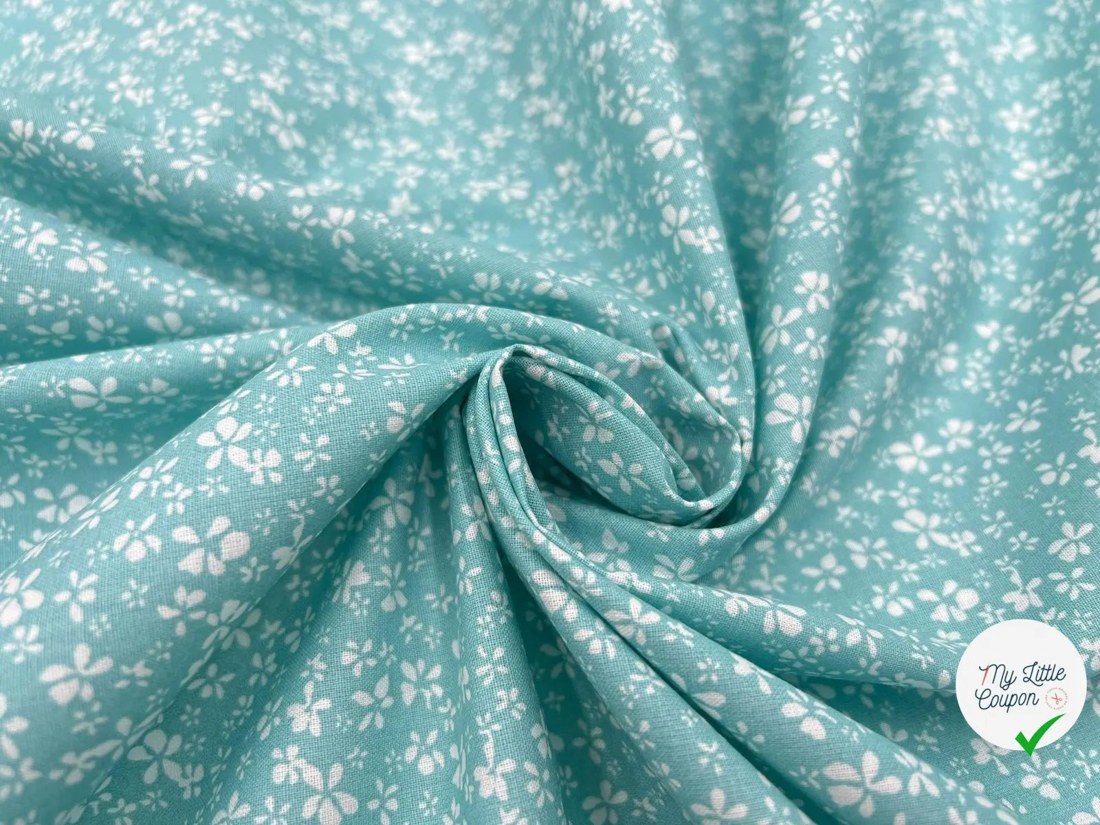 COTONNADE DIFATTI MENTHE ET BLANC - My Little Coupon - tissu - coudre