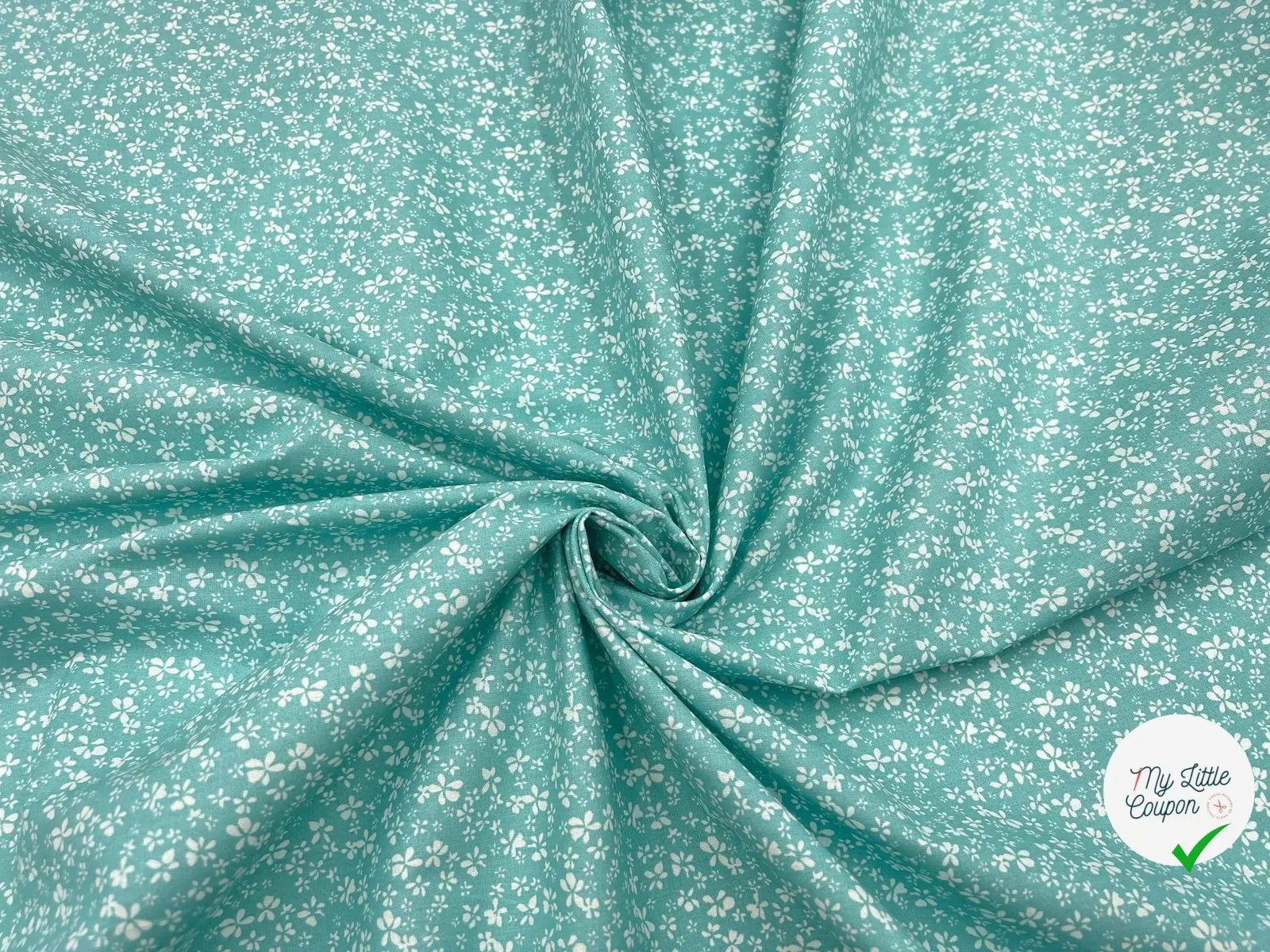 COTONNADE DIFATTI MENTHE ET BLANC - My Little Coupon - tissu - coudre