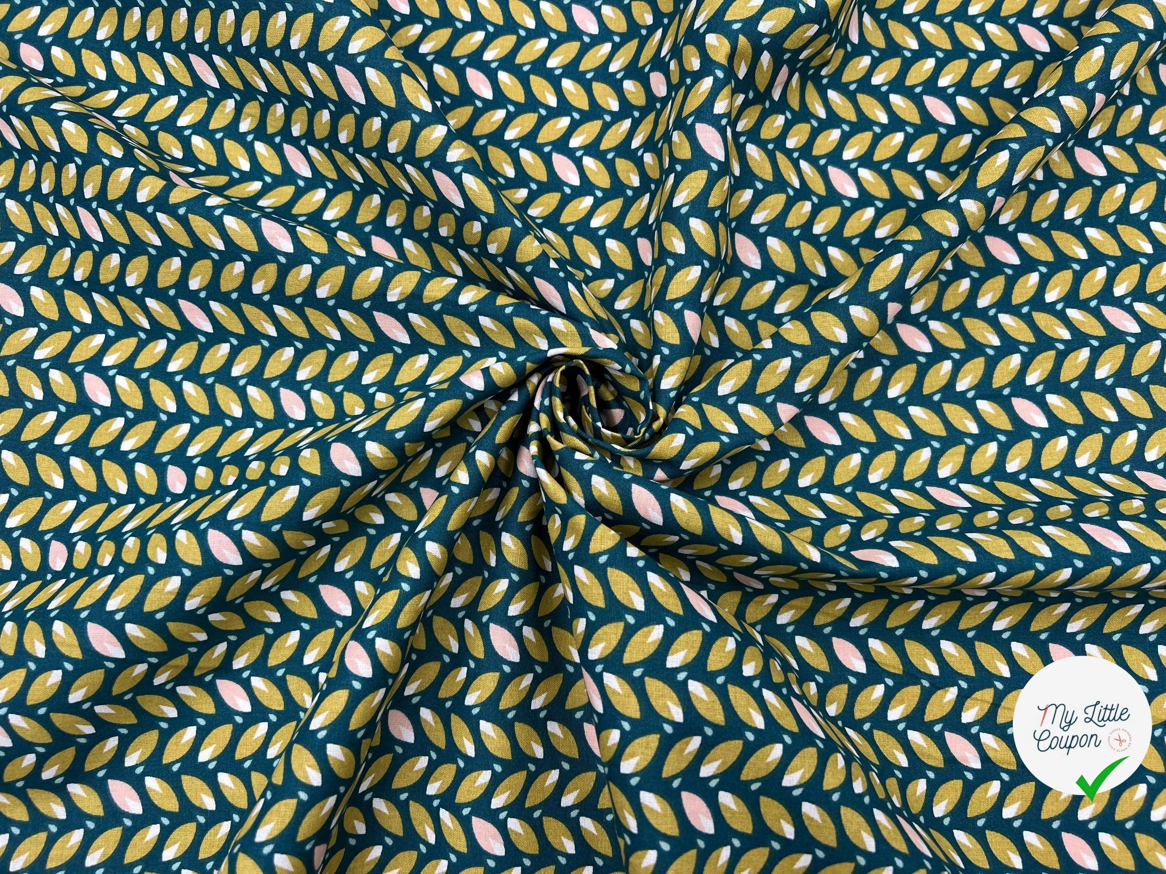 COTONNADE EHUA PAON MOUTARDE - My Little Coupon - tissu - coudre