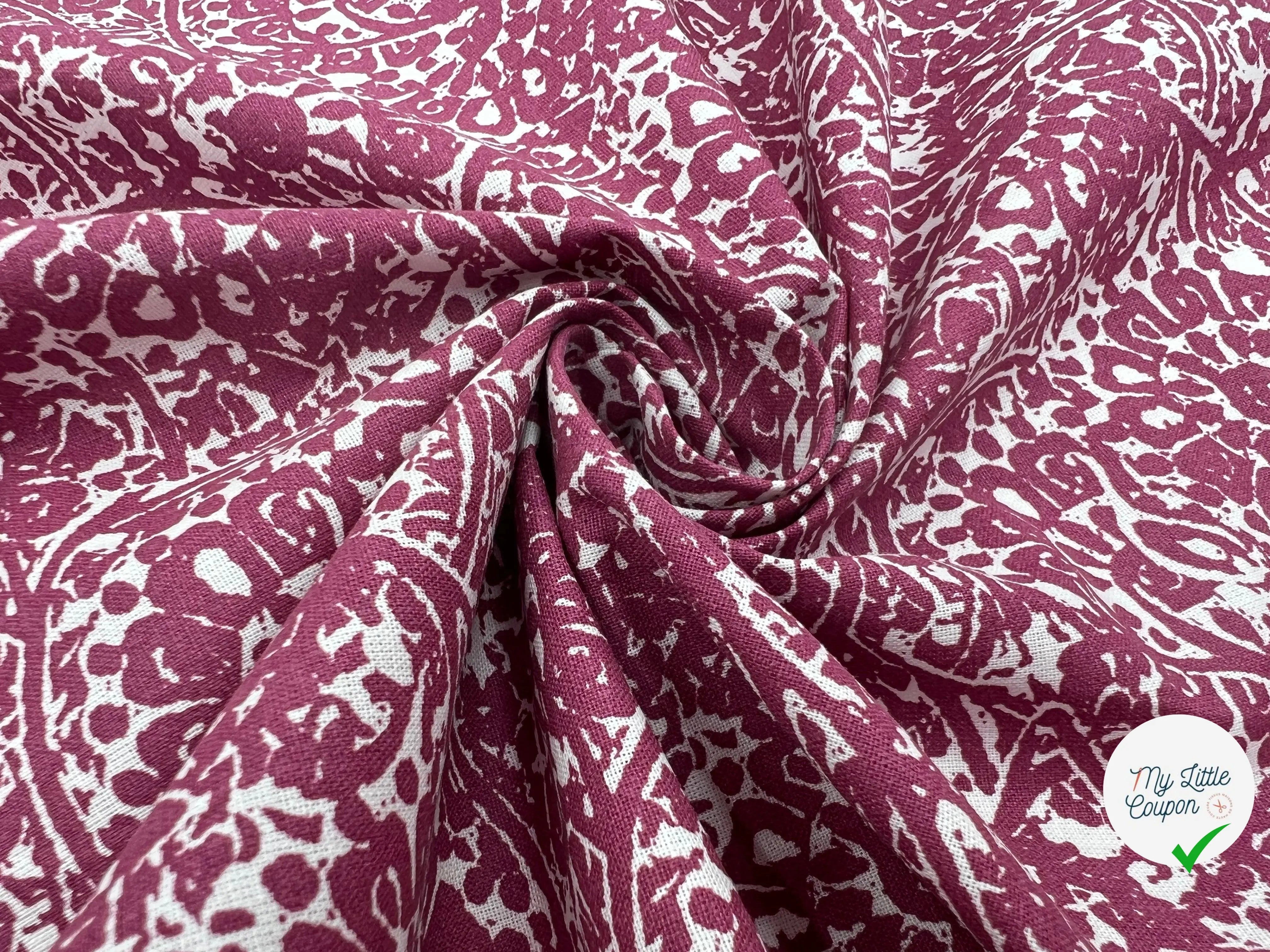 COTONNADE GURMIT ECRU ET AMARANTE - My Little Coupon - tissu - coudre