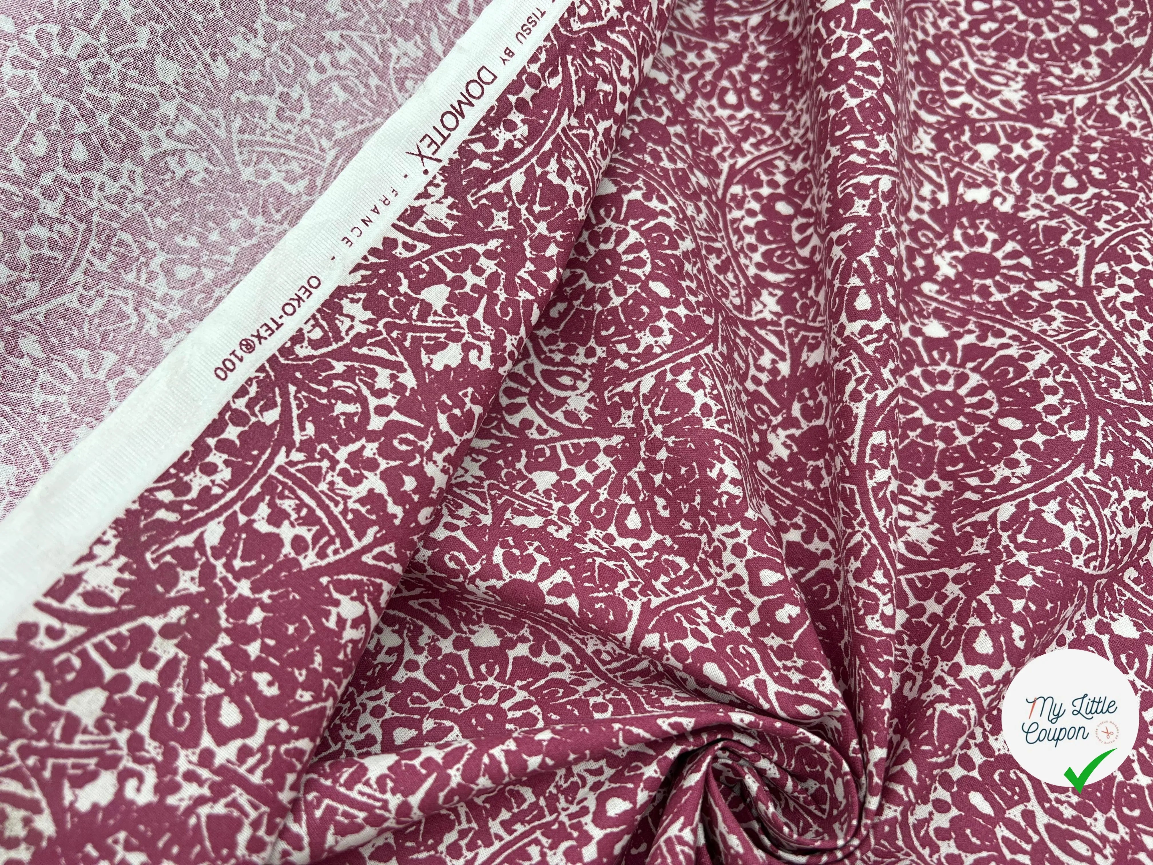 COTONNADE GURMIT ECRU ET AMARANTE - My Little Coupon - tissu - coudre