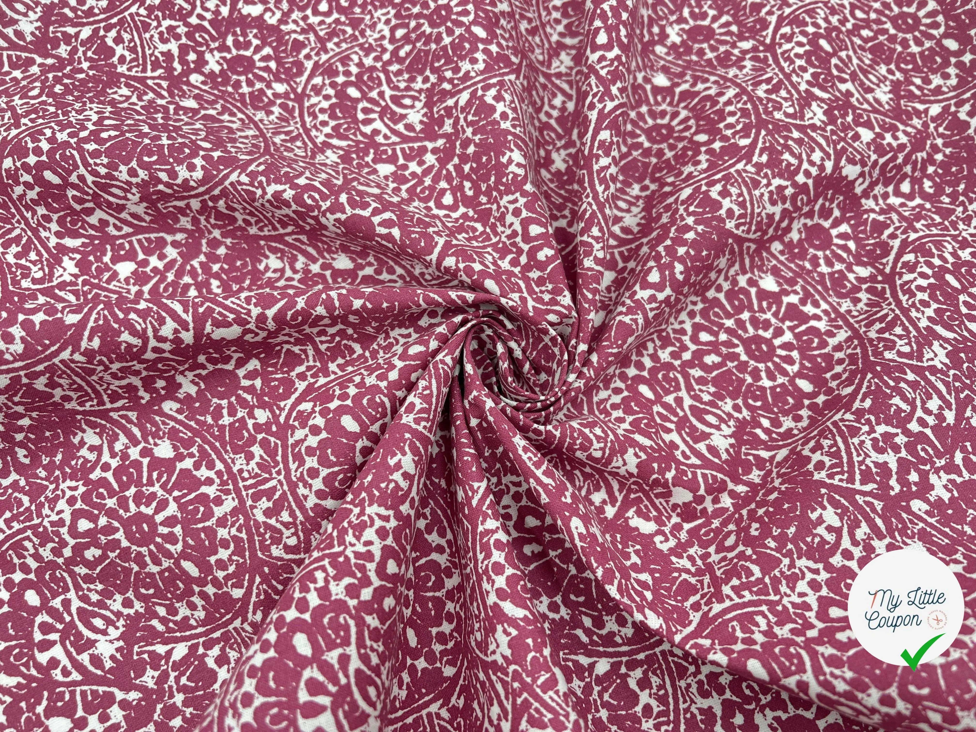 COTONNADE GURMIT ECRU ET AMARANTE - My Little Coupon - tissu - coudre