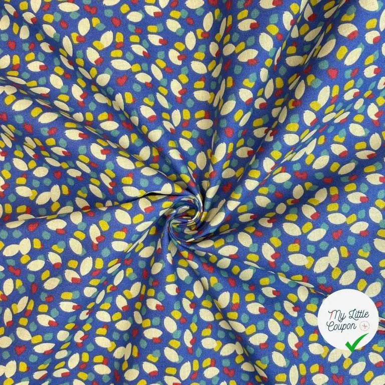 COTONNADE IMPRIMÉE CONFETTIS FOND BLEU - My Little Coupon - tissu - coudre