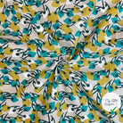 COTONNADE JOLIES FLEURS ÉMERAUDES FOND BEIGE - My Little Coupon - tissu - coudre