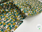 COTONNADE JOLIES FLEURS ÉMERAUDES FOND BEIGE - My Little Coupon - tissu - coudre