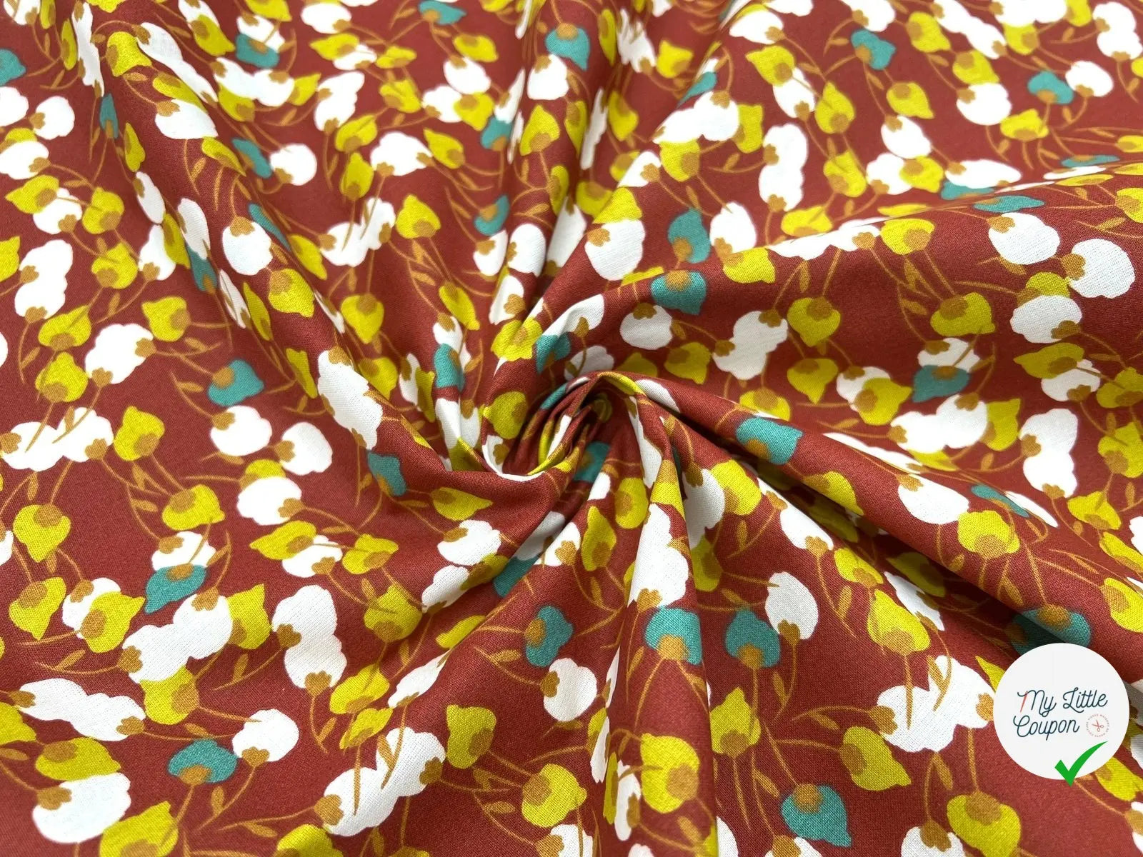 COTONNADE JOLIES FLEURS PISTACHES ET BLANCHES - My Little Coupon - tissu - coudre