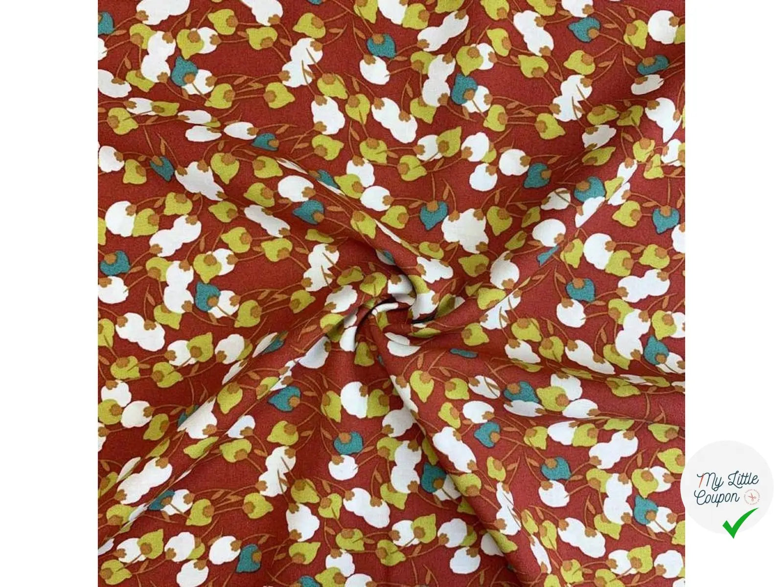 COTONNADE JOLIES FLEURS PISTACHES ET BLANCHES - My Little Coupon - tissu - coudre