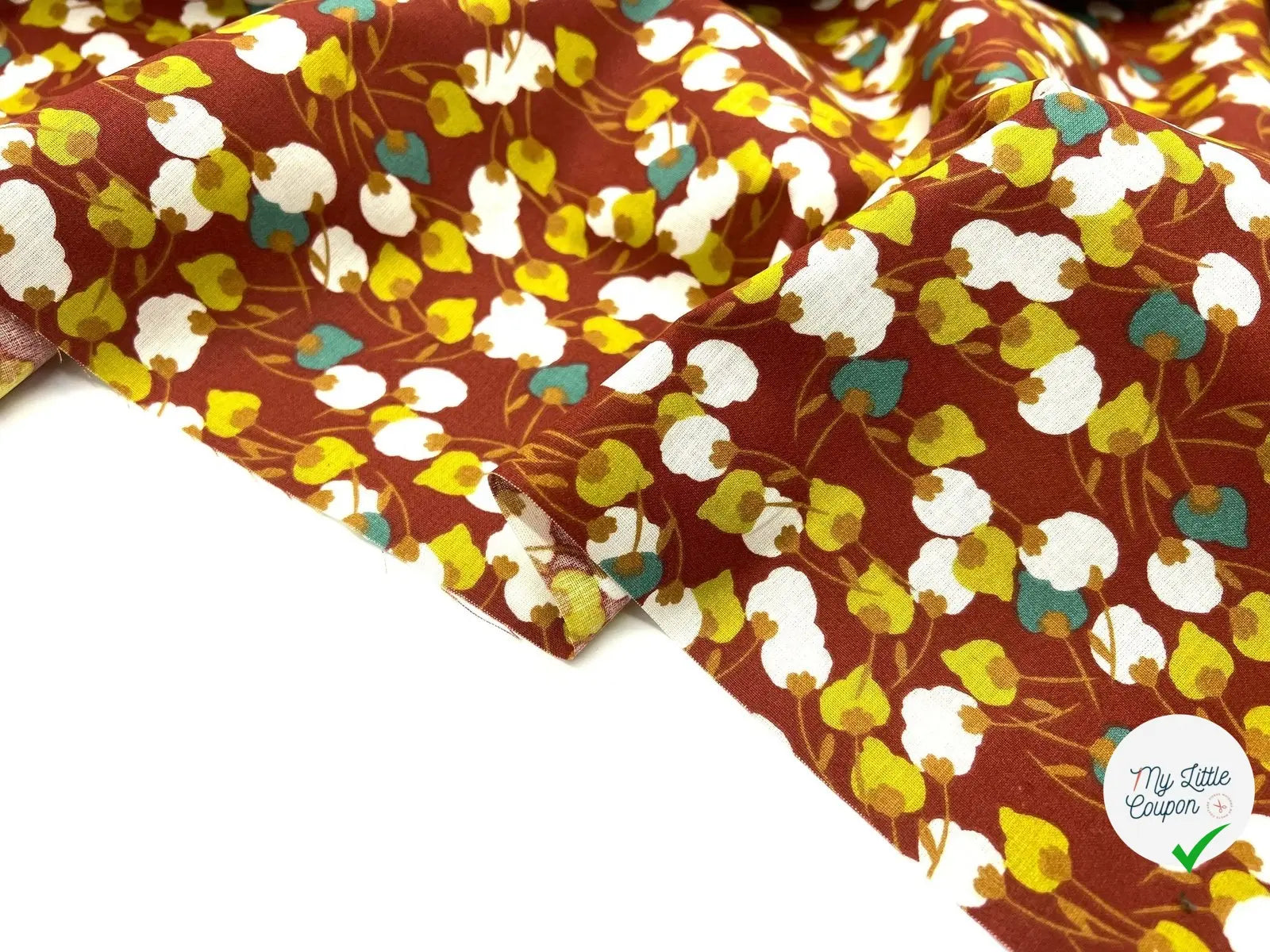 COTONNADE JOLIES FLEURS PISTACHES ET BLANCHES - My Little Coupon - tissu - coudre