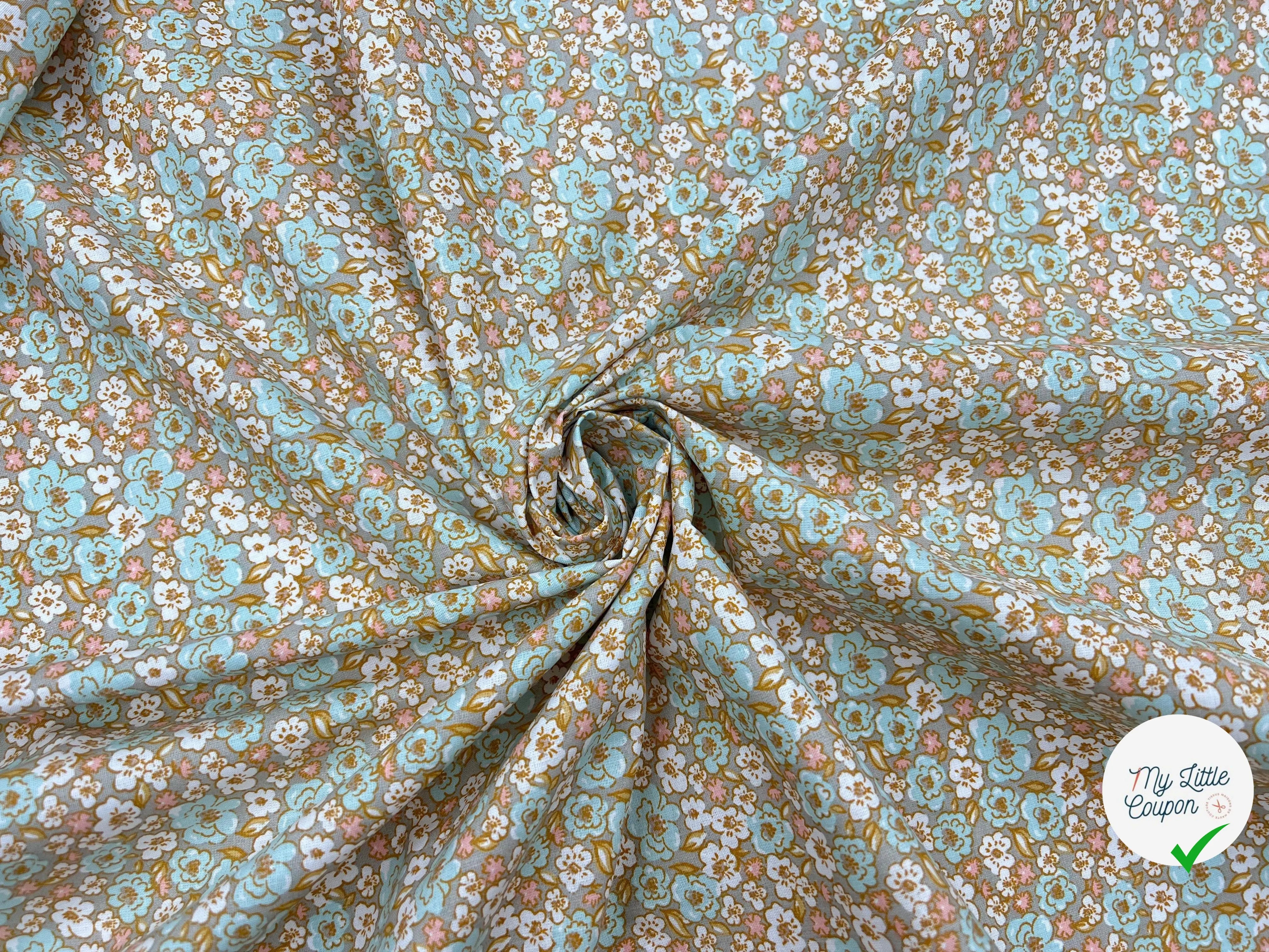 COTONNADE KALMIA LIN ET CELADON - My Little Coupon - tissu - coudre