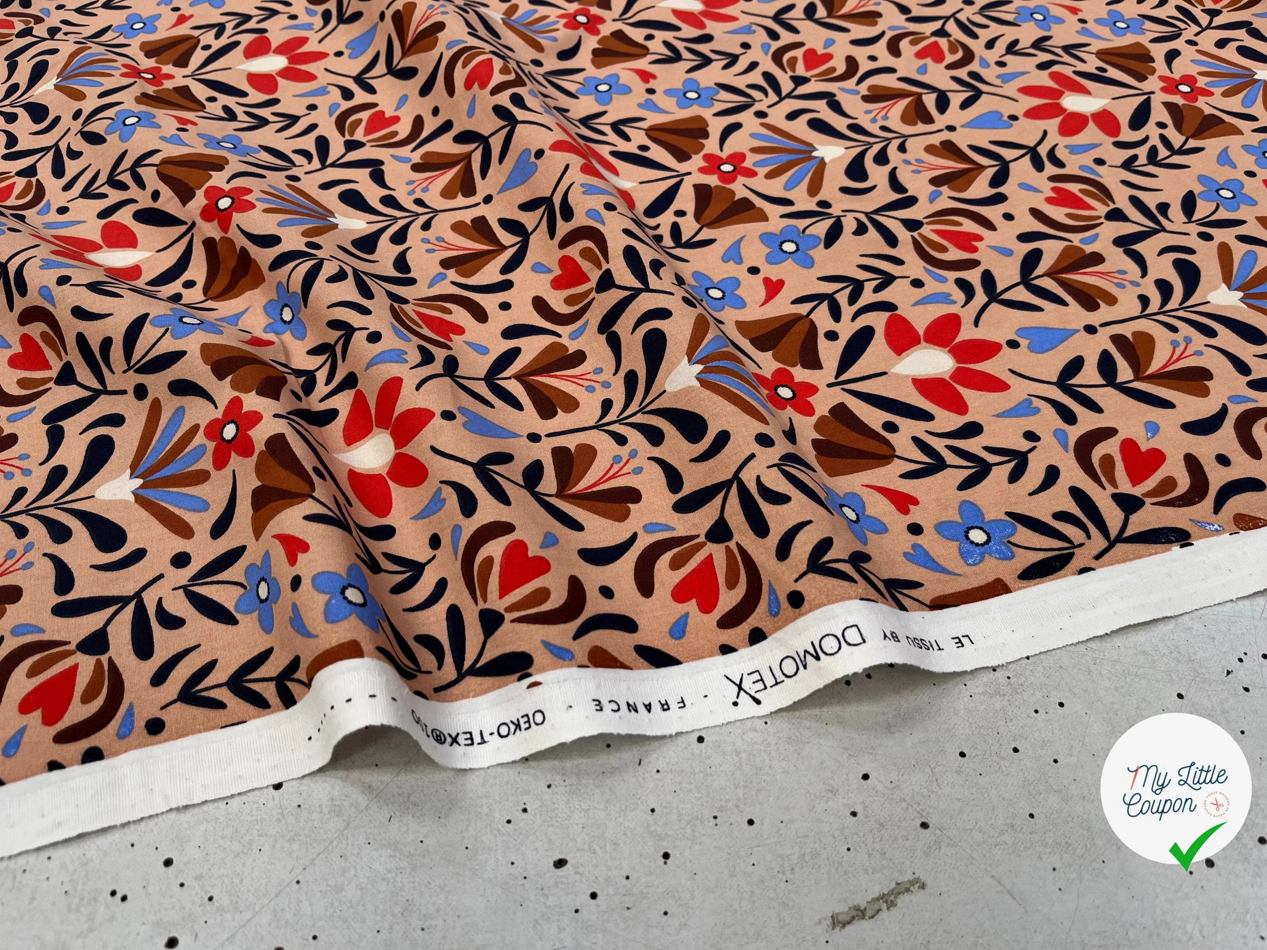 COTONNADE LAFLEUR BEIGE ET ROUGE - My Little Coupon